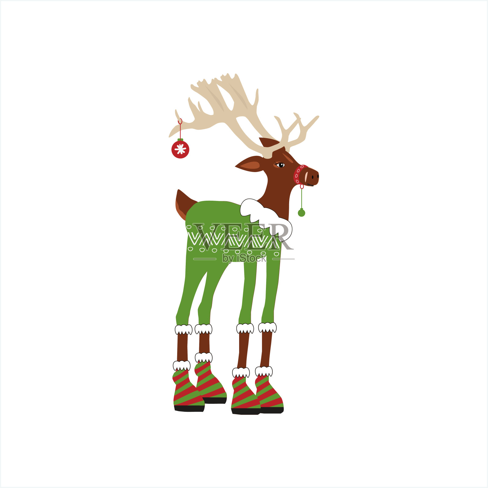可爱的鹿字符快乐的圣诞和新年假期插图。设计元素图片