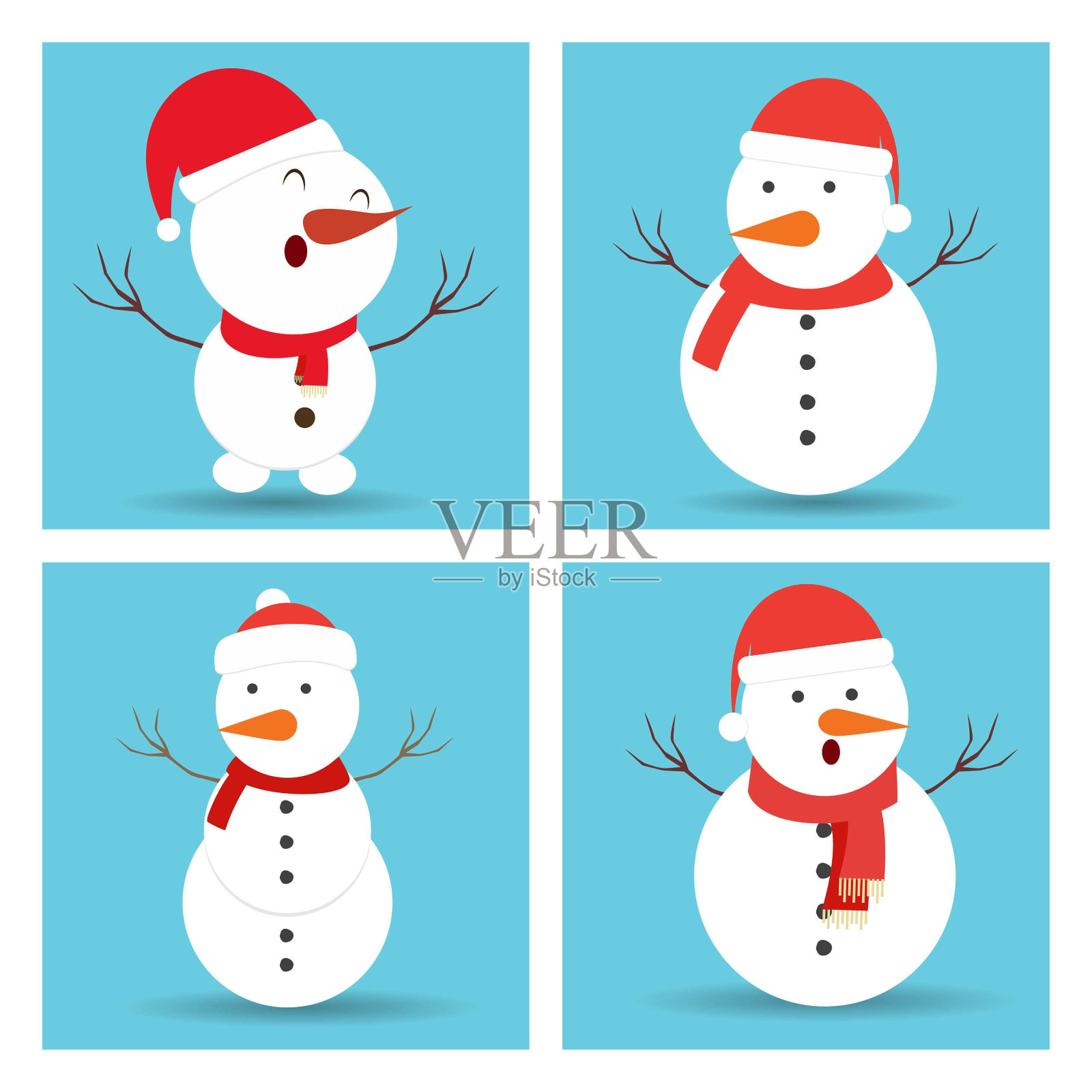 圣诞雪人图标集设计元素图片