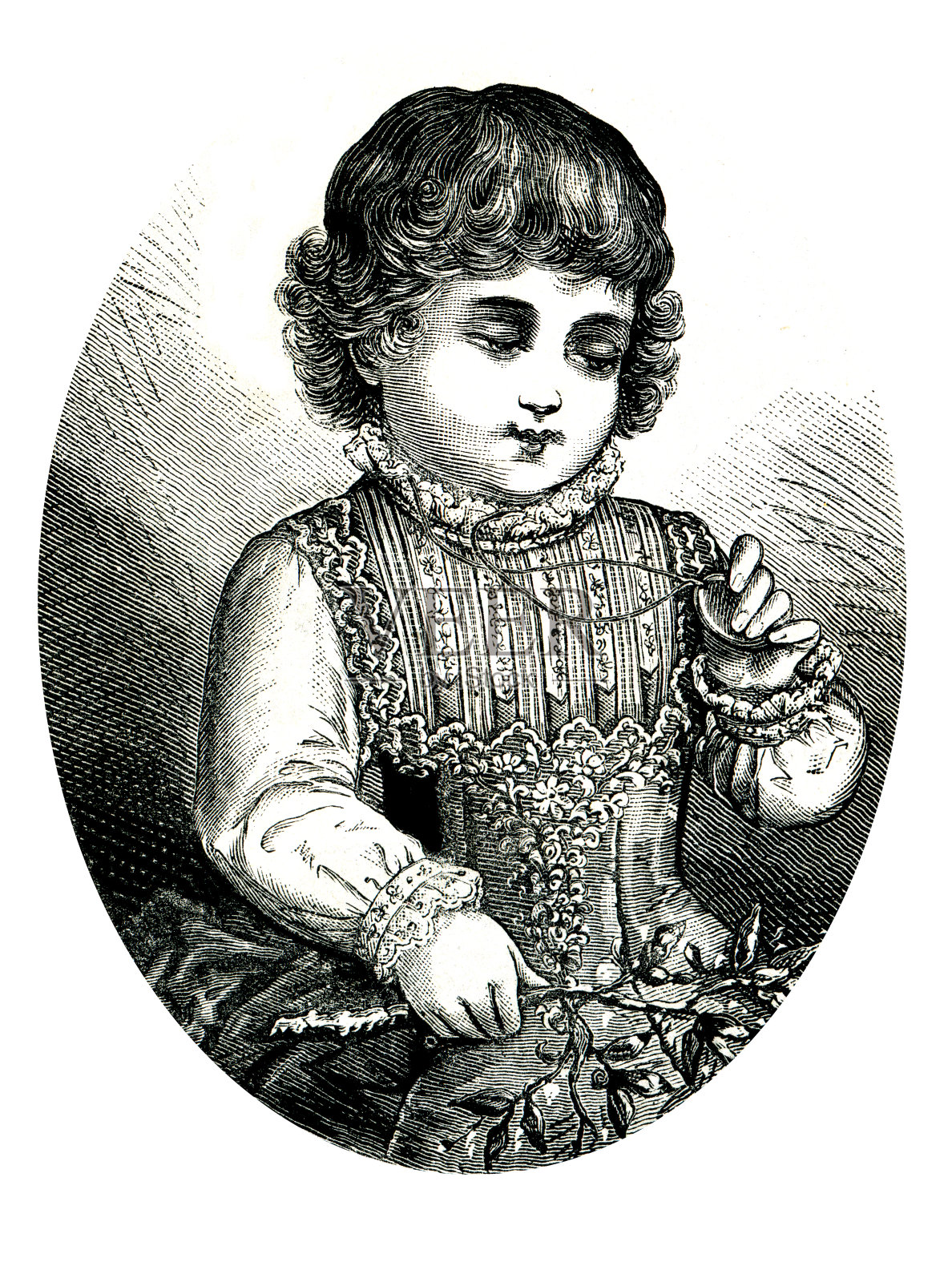 维多利亚时代的儿童插图插画图片素材