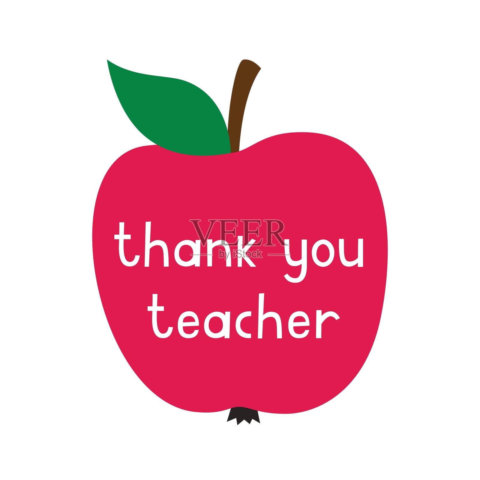 教师节矢量卡上有一个红苹果插画图片素材