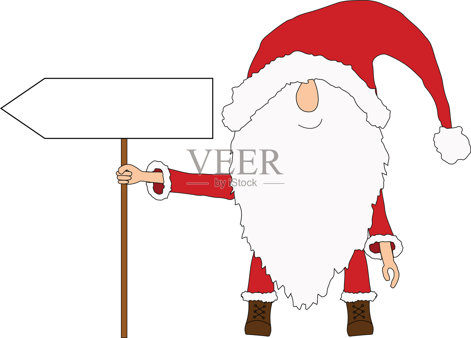 圣诞老人举着空白的牌子插画图片素材