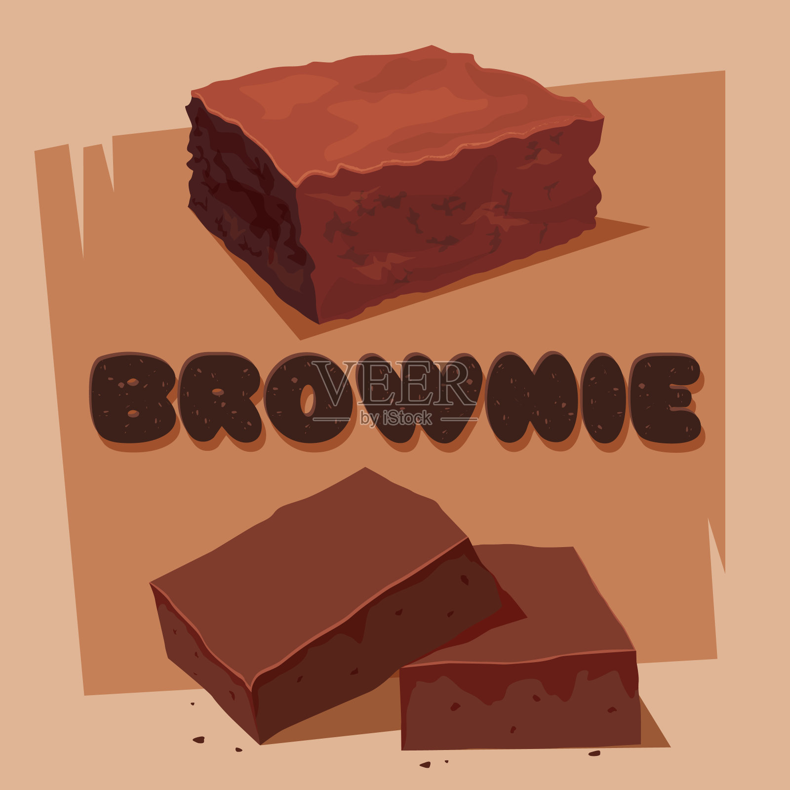 甜巧克力软糖布朗尼方块插画图片素材