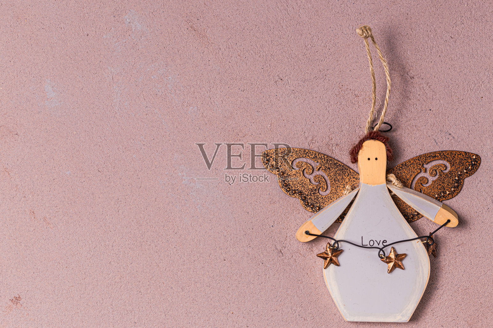 粉粉背景的圣诞复古装饰品插画图片素材