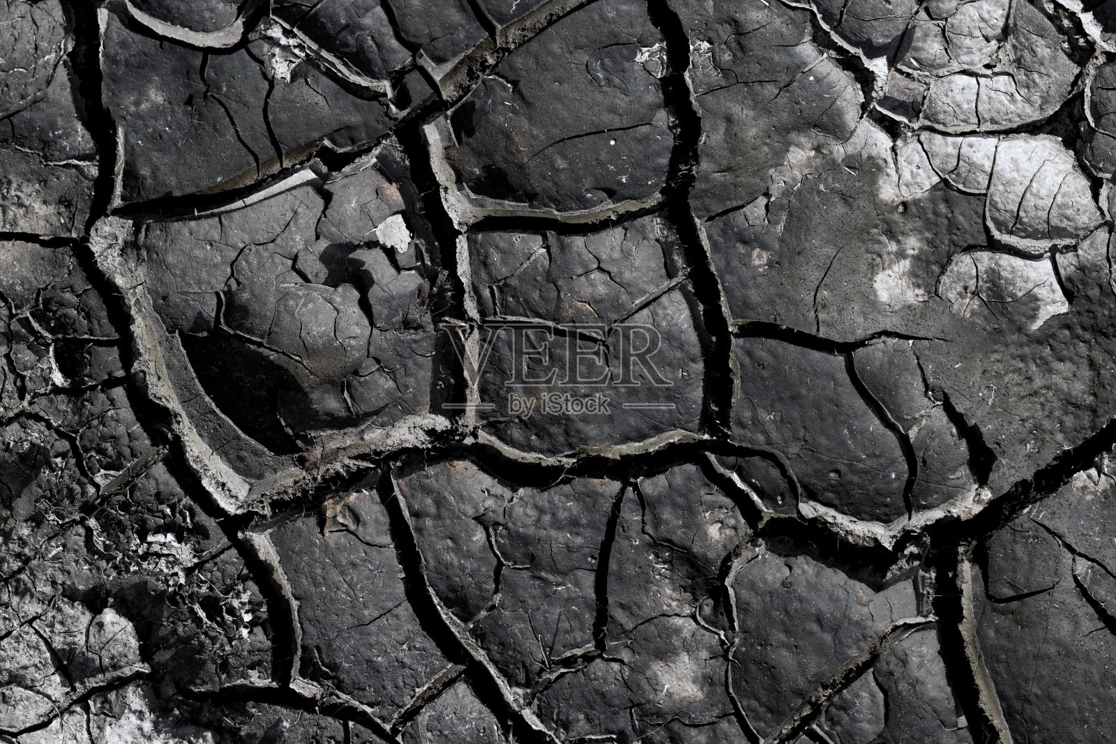 干燥的黑土质地，全球变暖的象征照片摄影图片