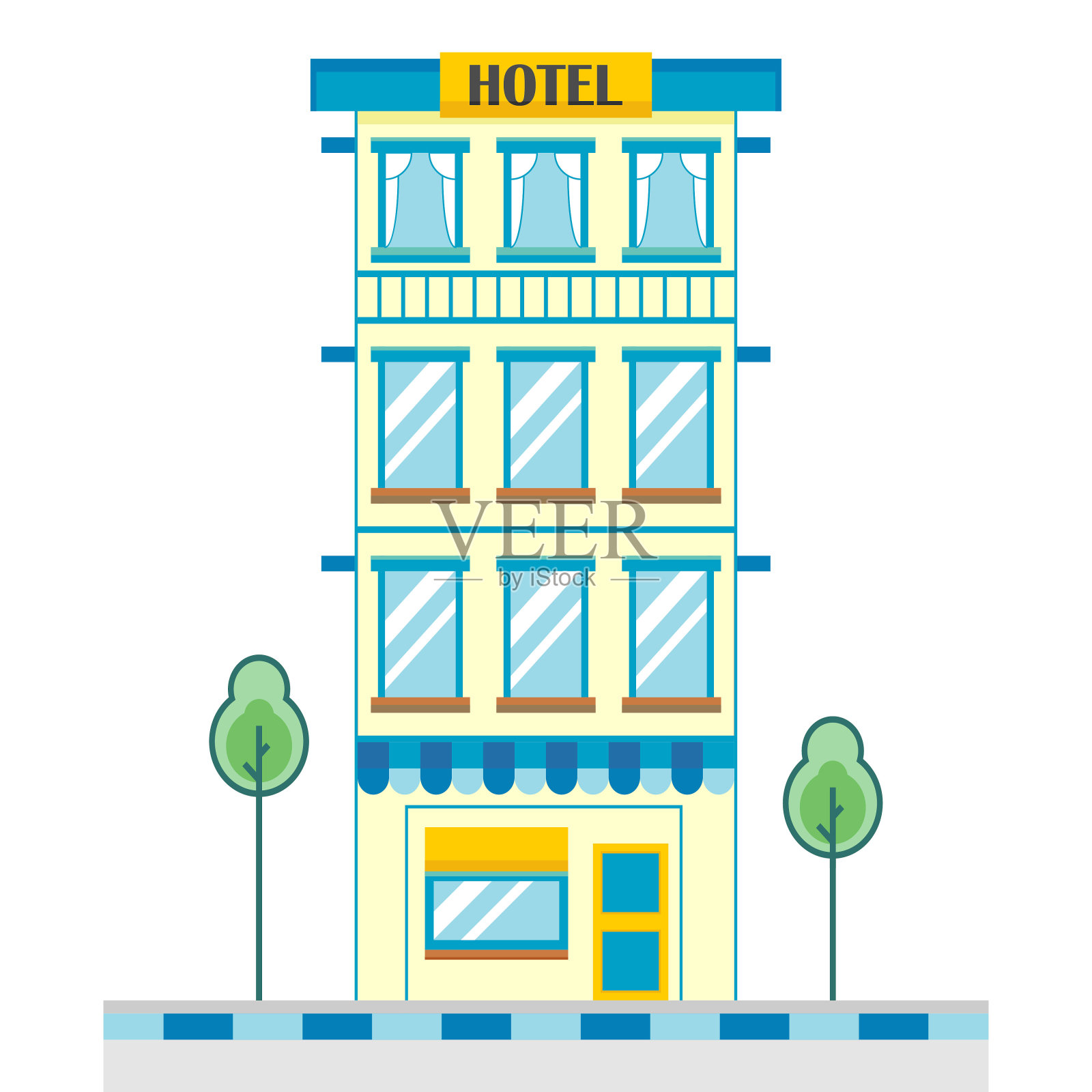 酒店建筑设计矢量插画图片素材