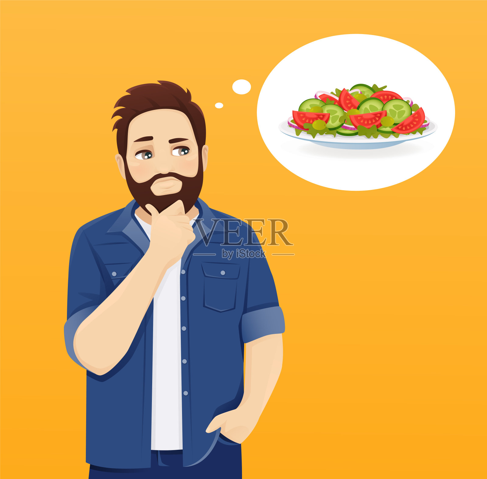 思考食物的人插画图片素材