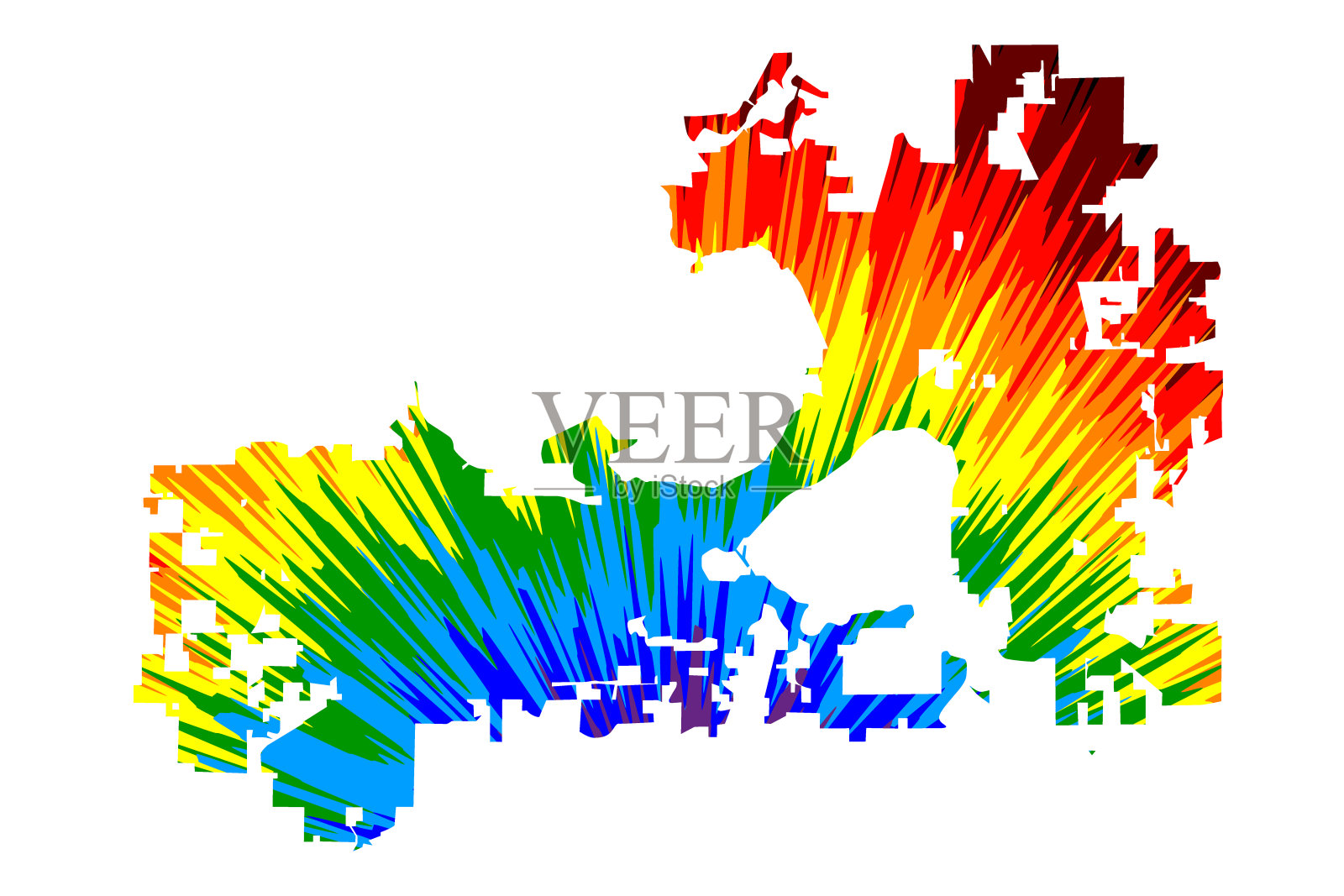 麦迪逊城(美国，美国，美国，美国，美国城市，美国城市)-地图是设计彩虹抽象多彩的图案，麦迪逊城地图制作的色彩爆炸，插画图片素材