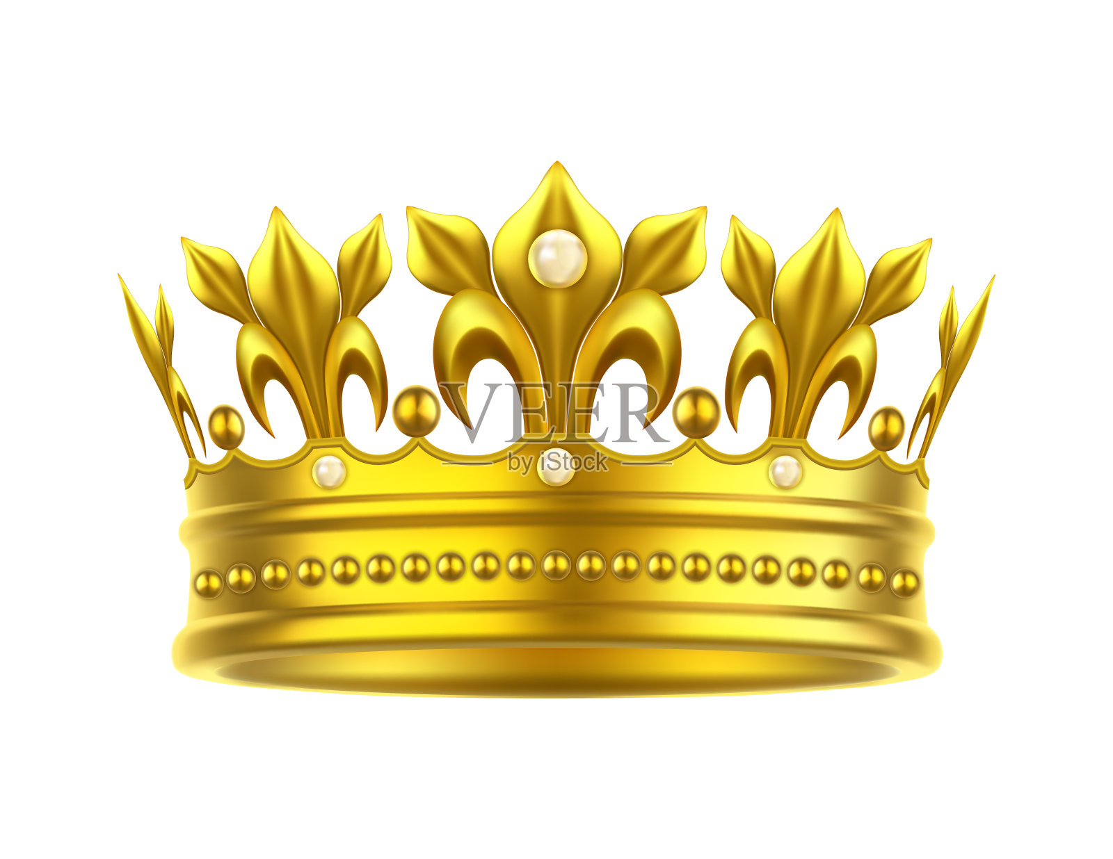 逼真的或3d黄金皇冠为国王或王后插画图片素材