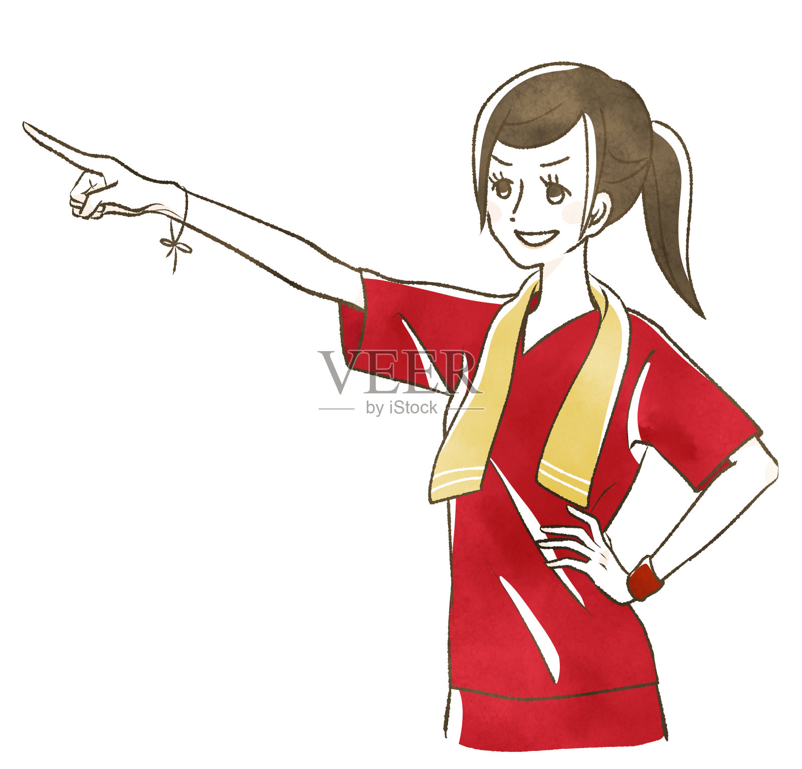 女人pointing-sports插画图片素材