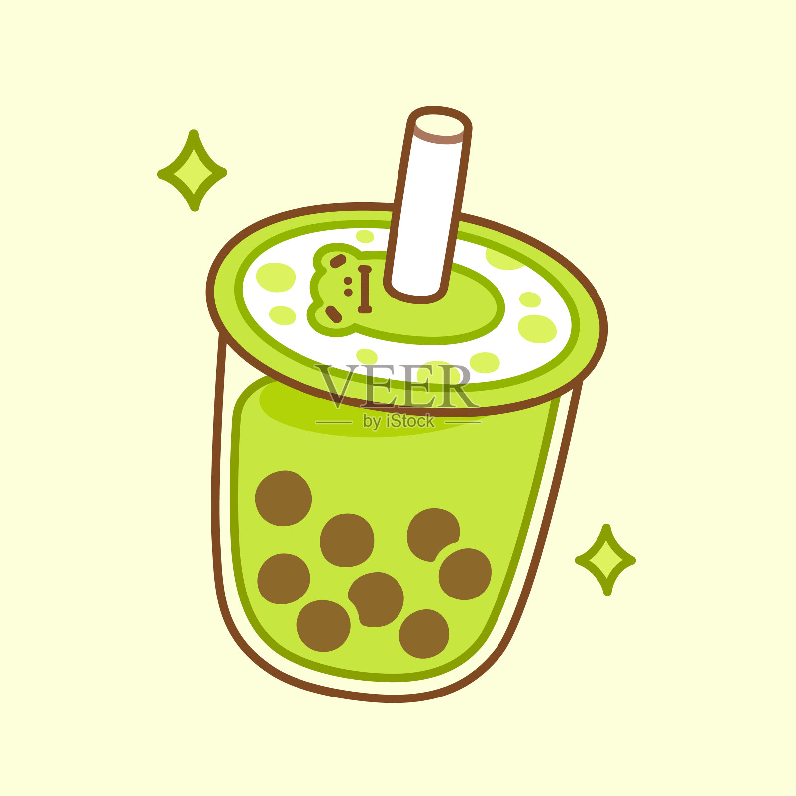 可爱的绿色抹茶奶茶设计元素图片