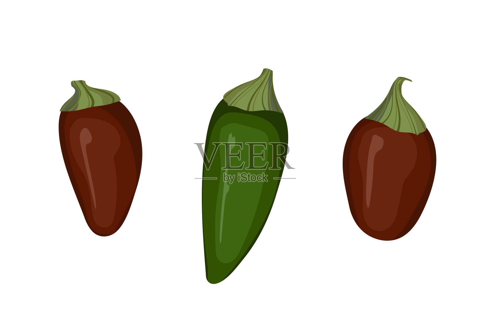 绿色和红色的墨西哥辣椒。插画图片素材