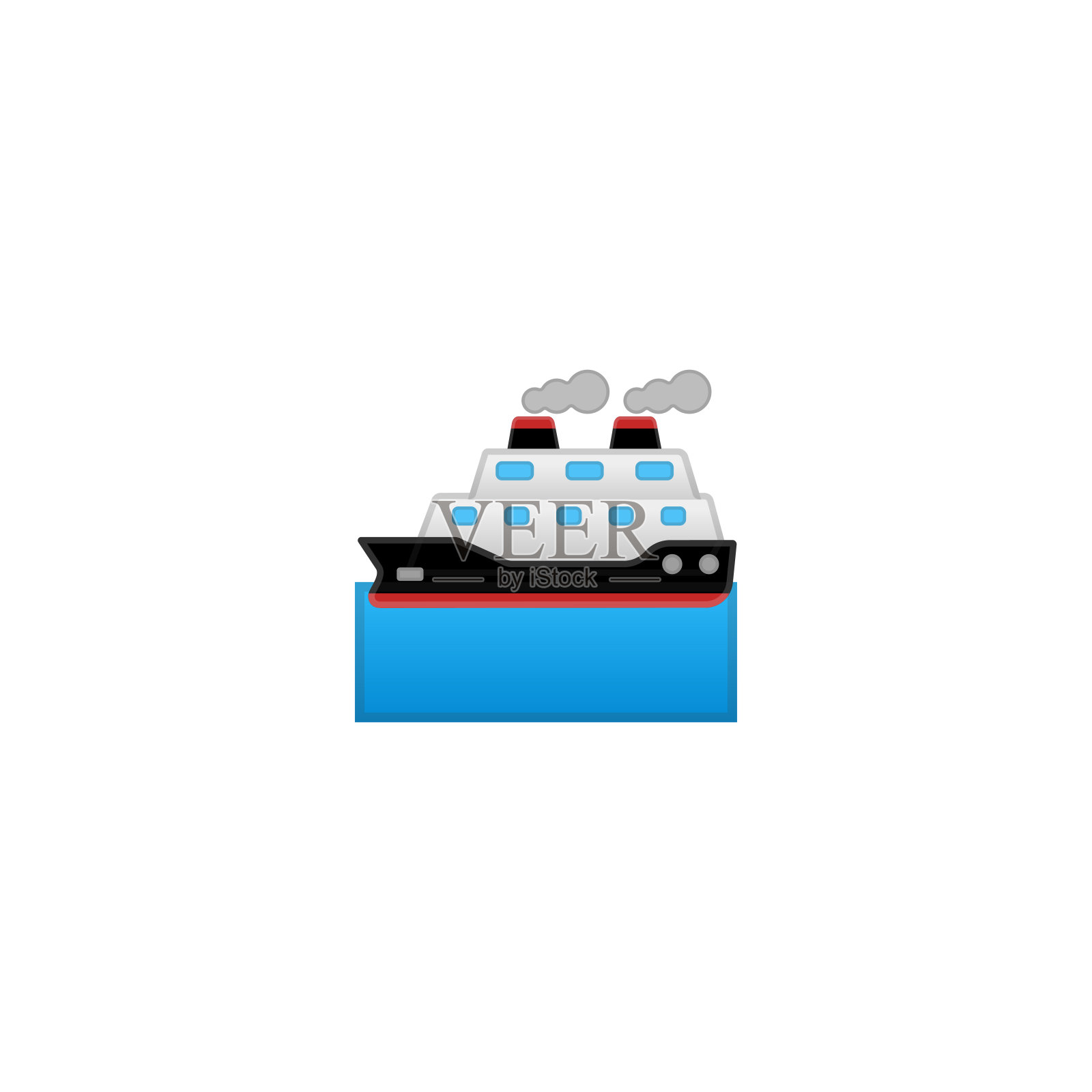 船矢量图标。孤立的客船，渡轮卡通风格的表情符号，表情符号插图图标素材