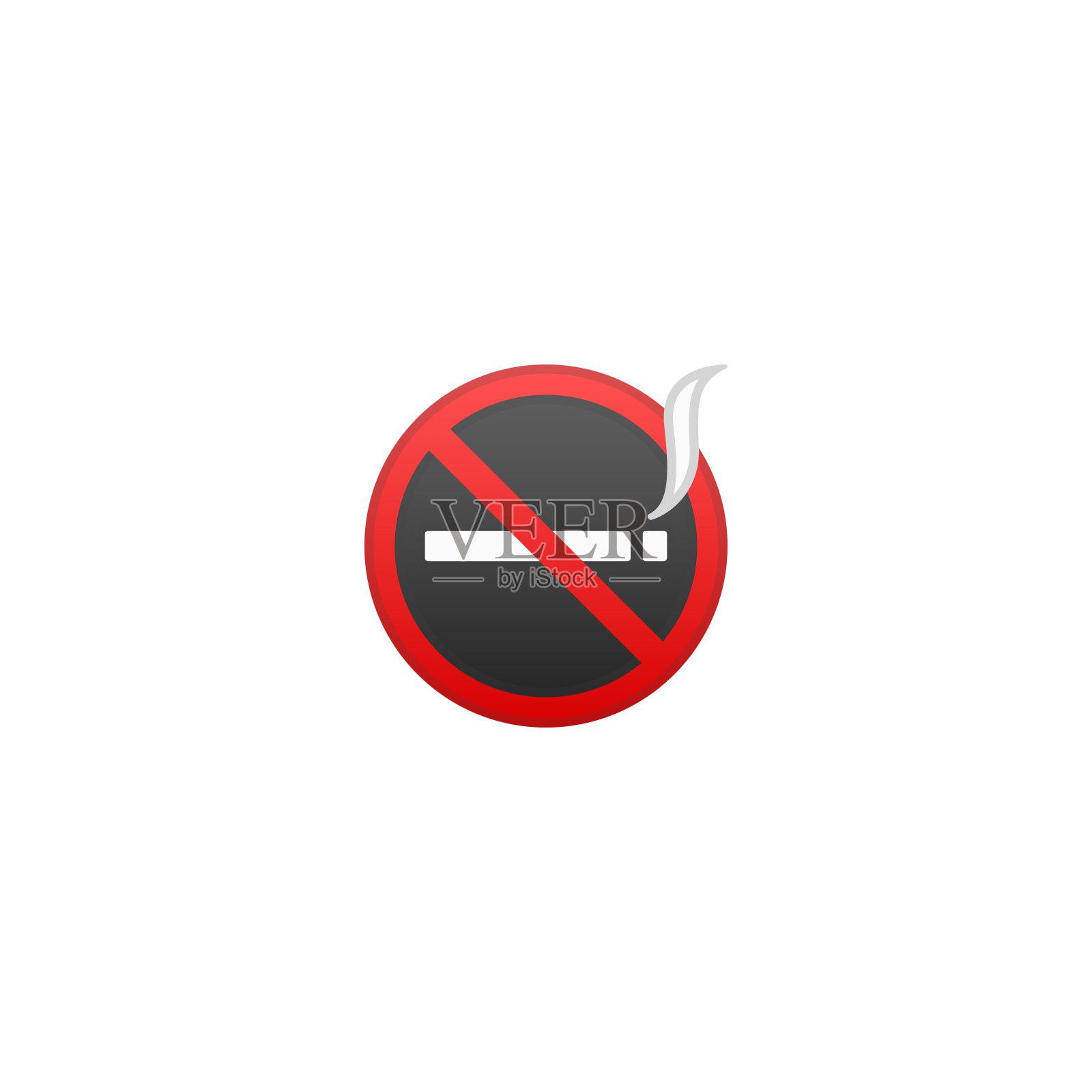 禁止吸烟标志向量图标。孤立的不吸烟的现实表情符号，表情插图插画图片素材