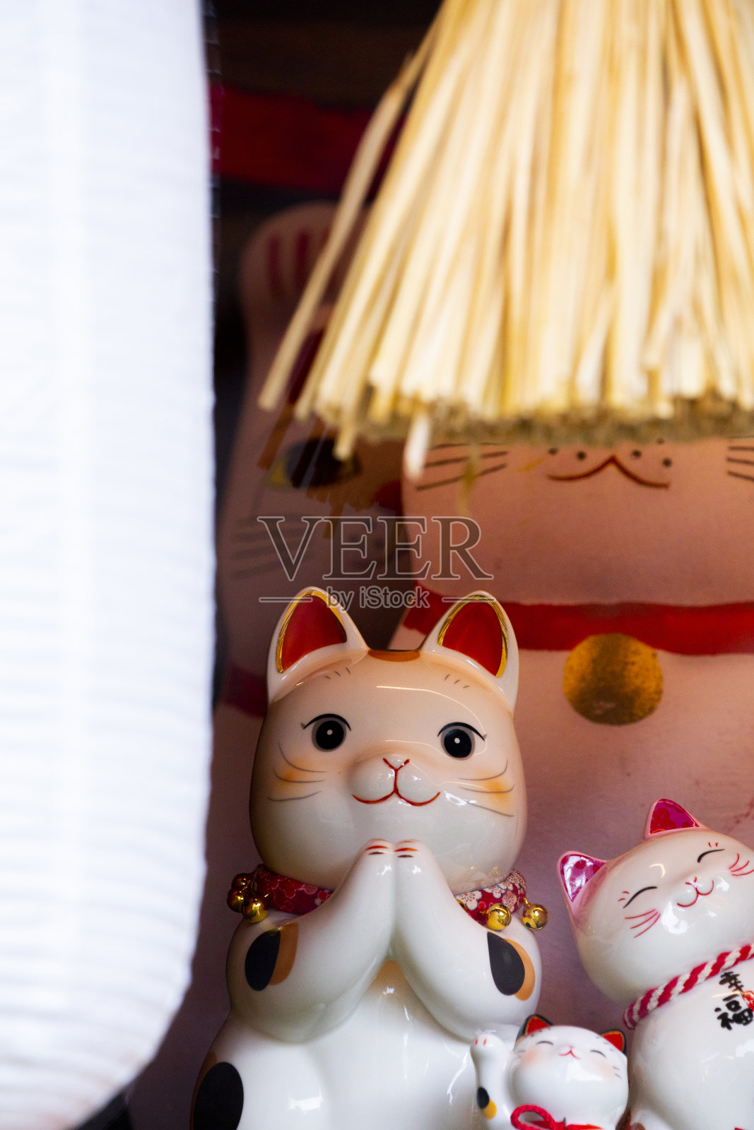 陶瓷、日本、幸运猫、陈列柜、缙云来福照片摄影图片