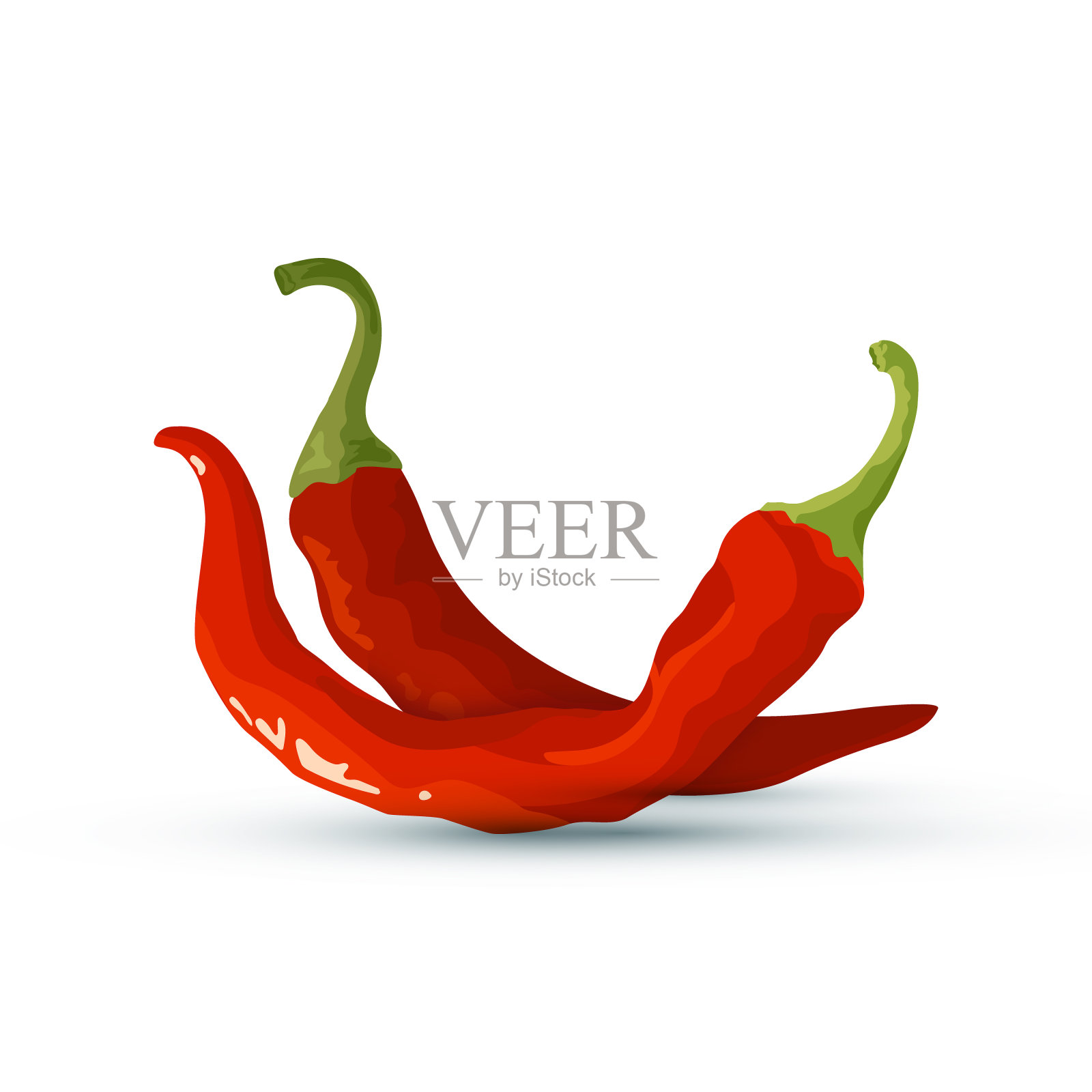 红辣椒图标在平面风格，矢量插画图片素材