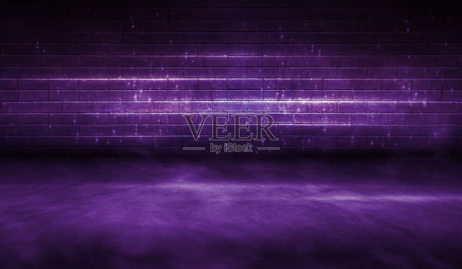 3D渲染抽象背景的一个空紫色黑暗的房间。空墙，霓虹灯，烟雾，辉光照片摄影图片
