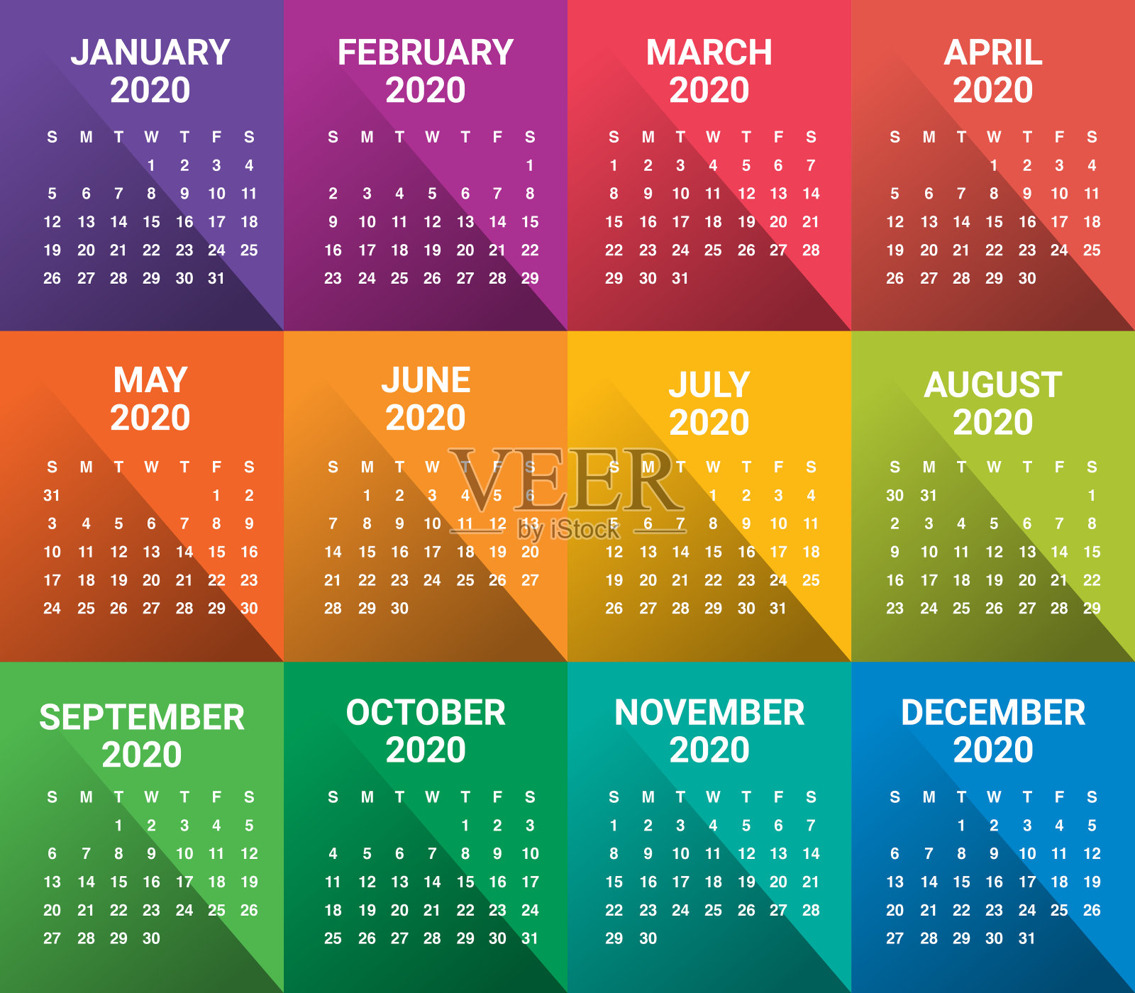 2020年日历矢量设计模板设计模板素材