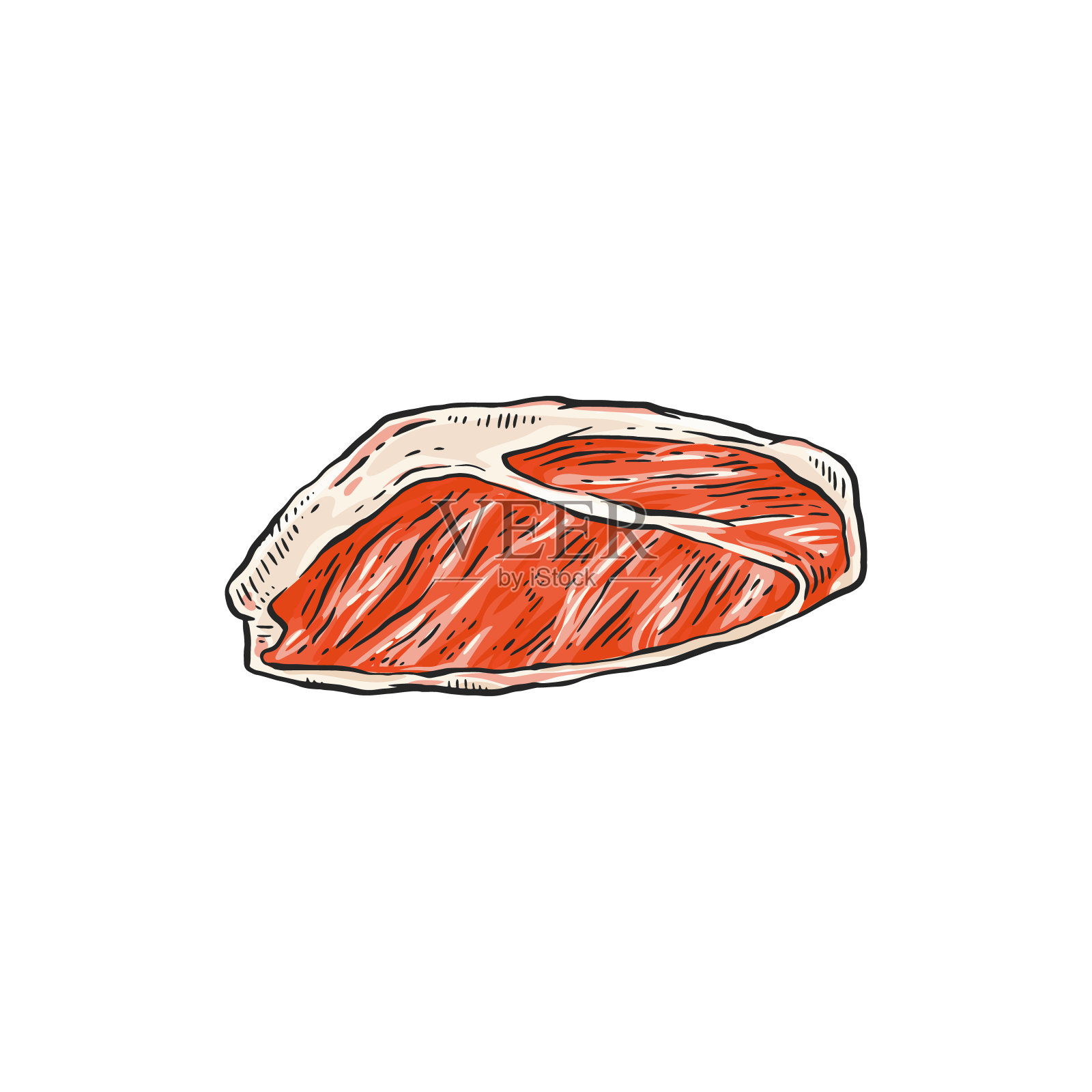 平安生红肉——牛肉、猪肉、羊肉矢量示意图孤立。插画图片素材