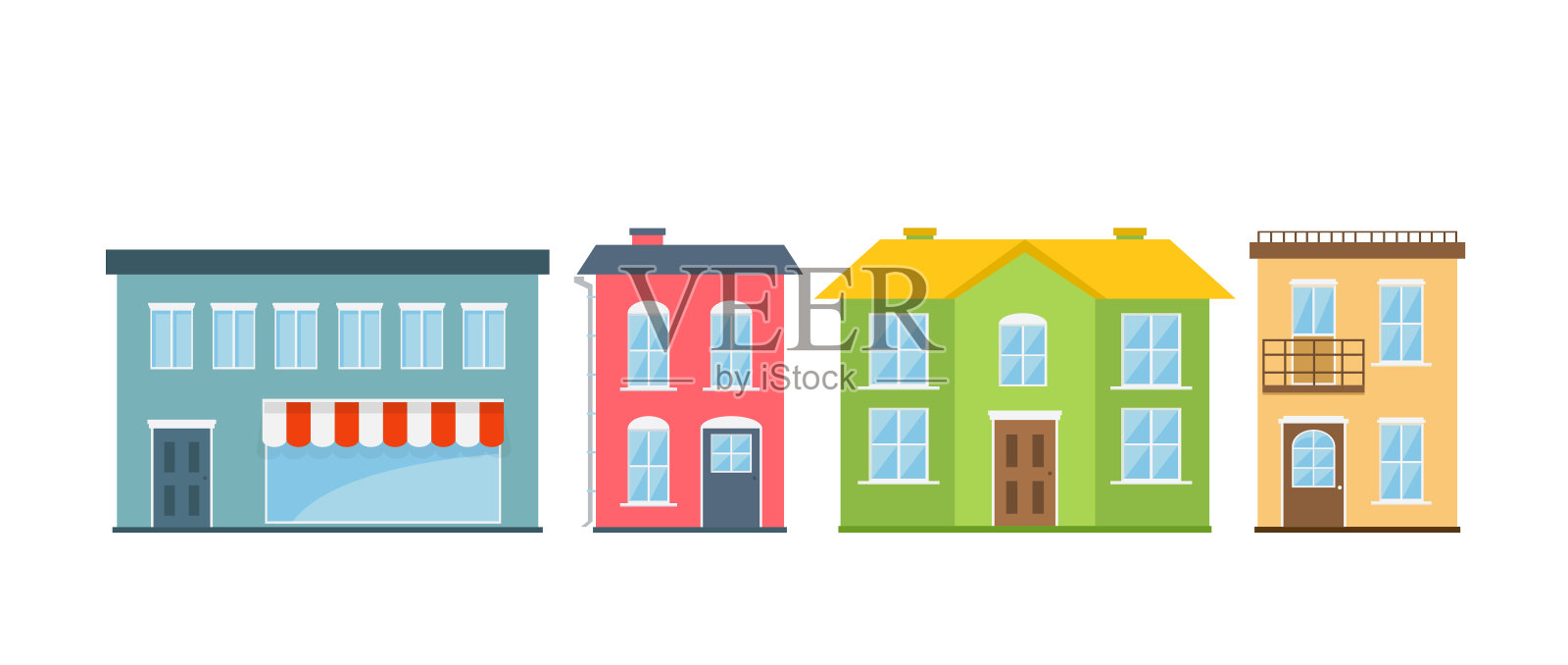 色彩缤纷的房子插画图片素材
