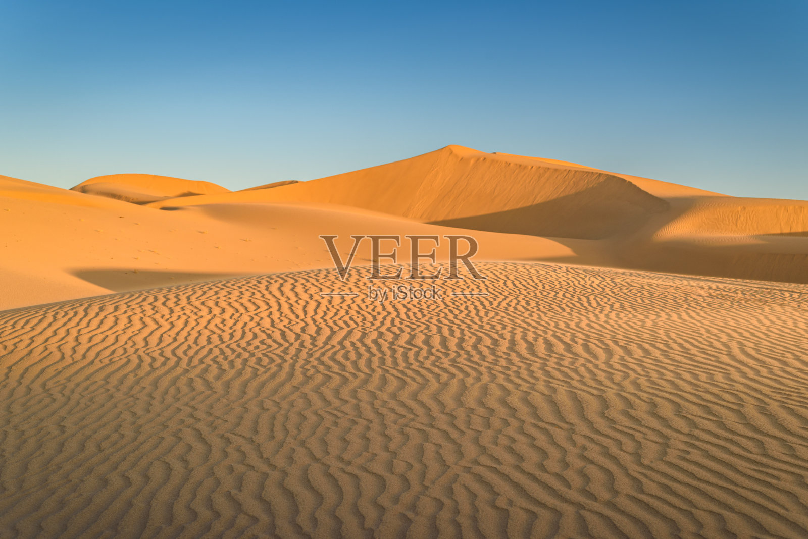 日落在沙漠的沙丘上照片摄影图片
