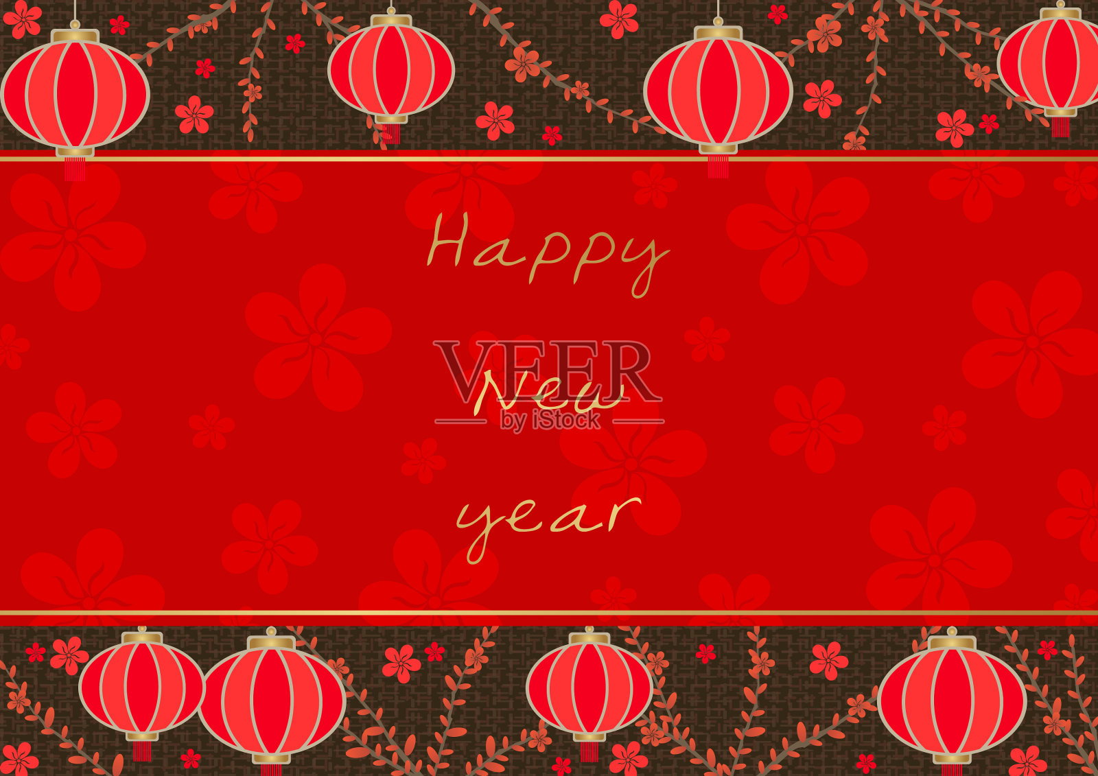 灯笼，枸杞和红花载体装饰在中国新年或秋季节日活动。设计模板素材