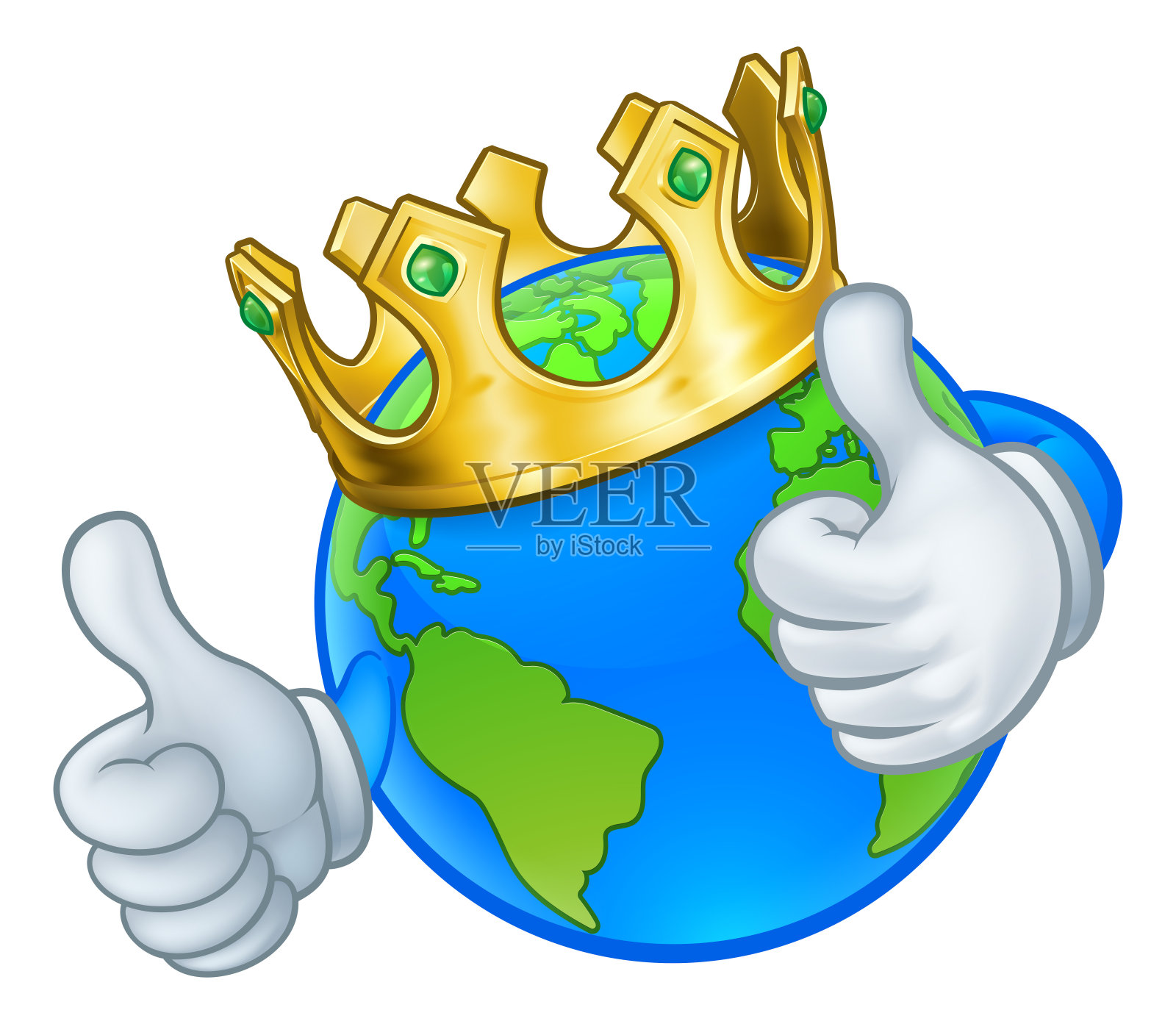 金冠王地球世界卡通吉祥物插画图片素材