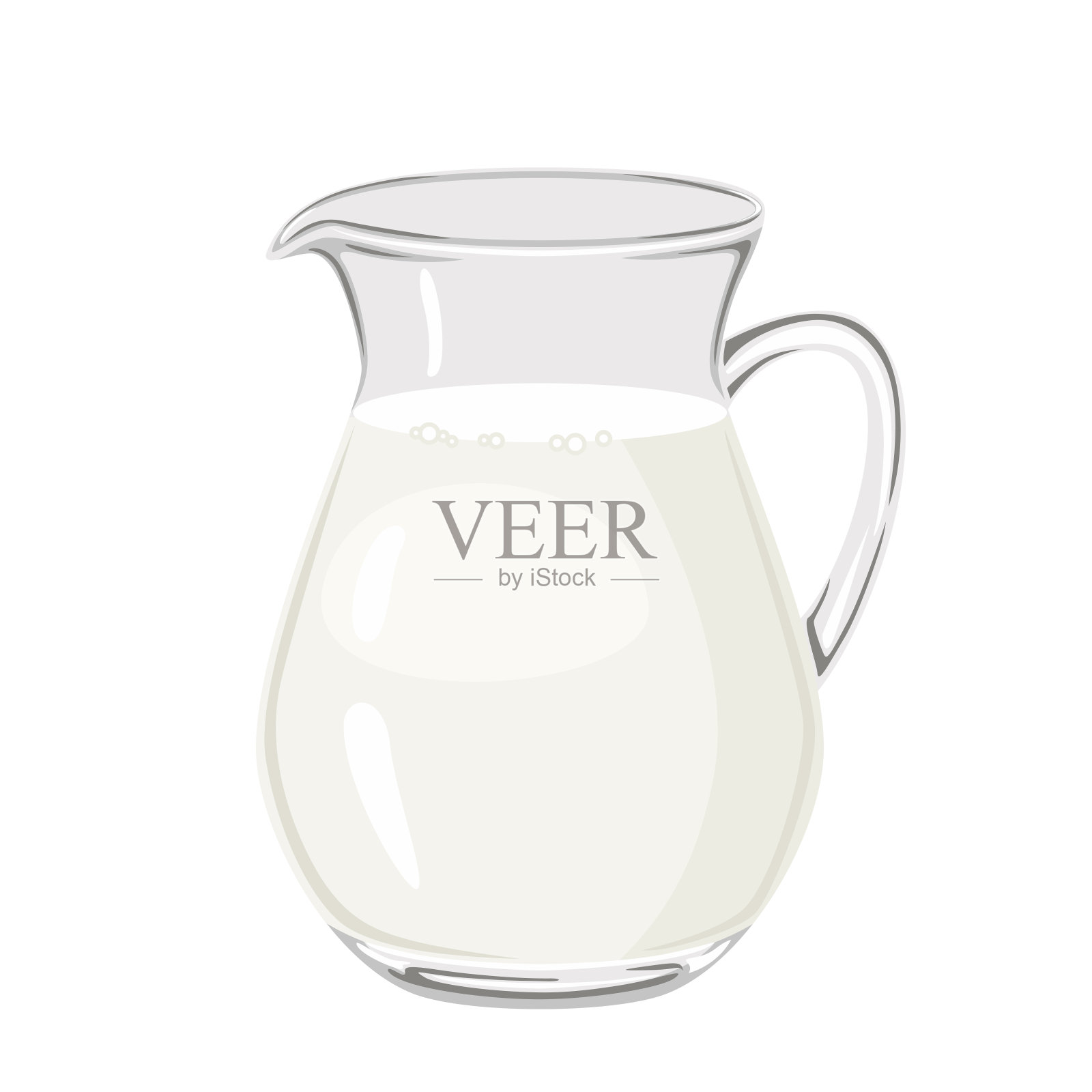 玻璃牛奶罐孤立的白色背景。矢量插图的乳制品在卡通平面风格。插画图片素材