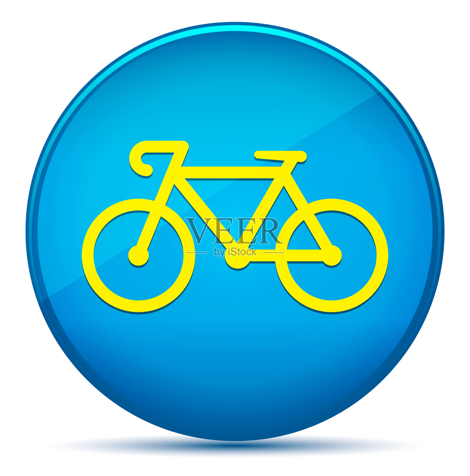 自行车图标现代平青蓝圆形按钮图标素材