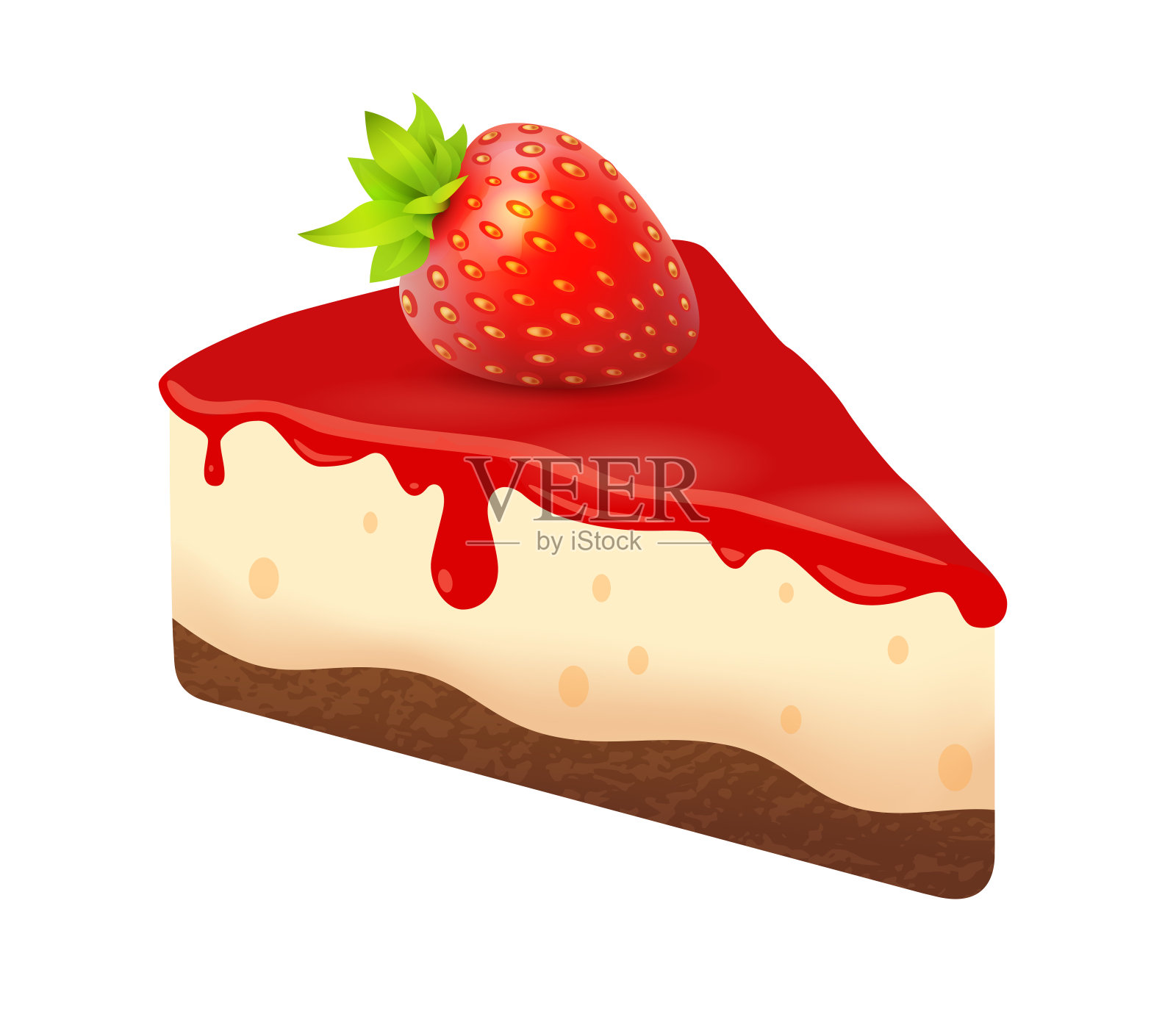 草莓芝士蛋糕，一块甜点蛋糕插画图片素材
