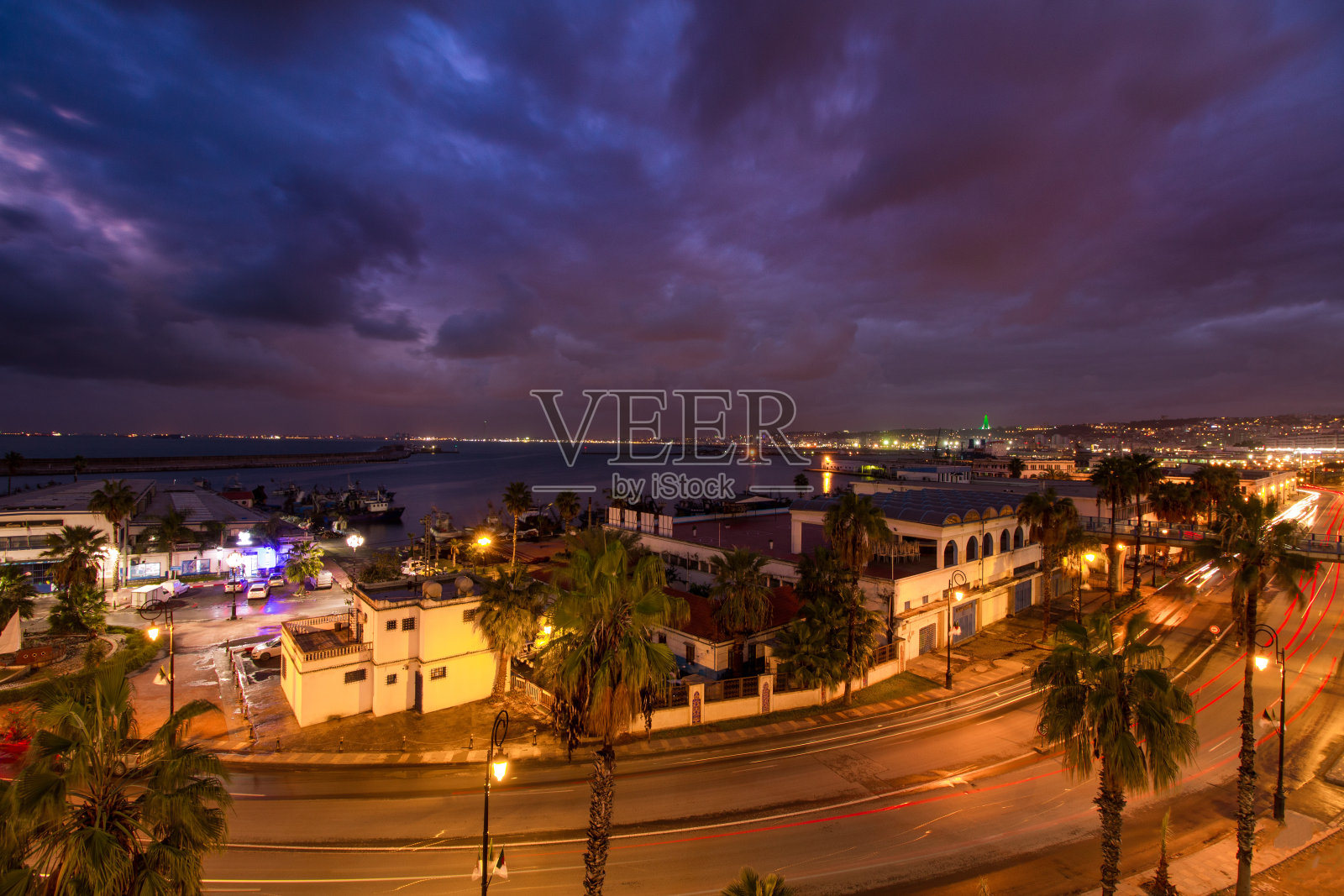 阿尔及尔城市夜景照片摄影图片
