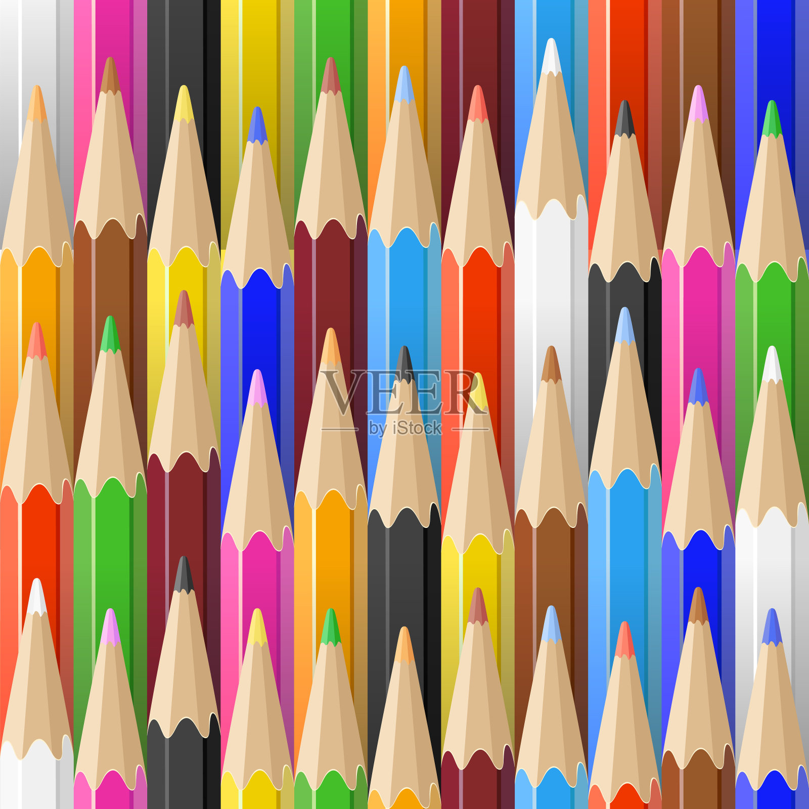 彩色铅笔，无缝背景。插画图片素材