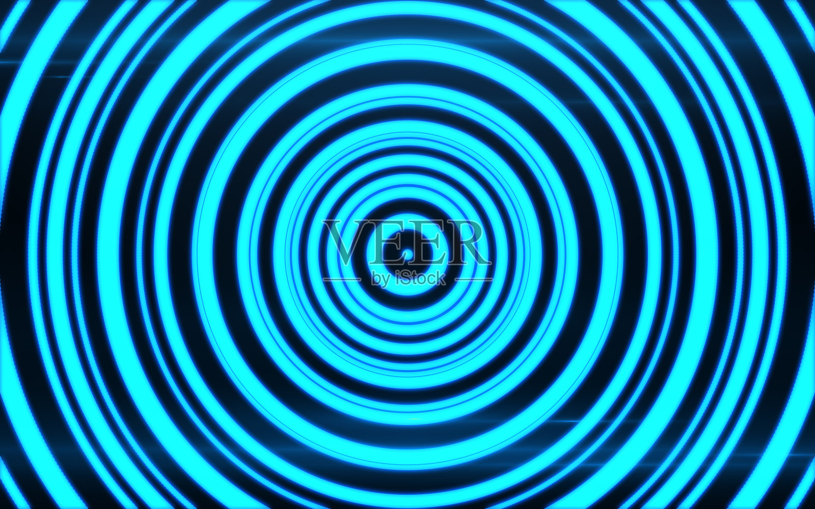蓝色抽象技术圈发光的背景。技术的信号。同心圆蓝圈设计。插画图片素材