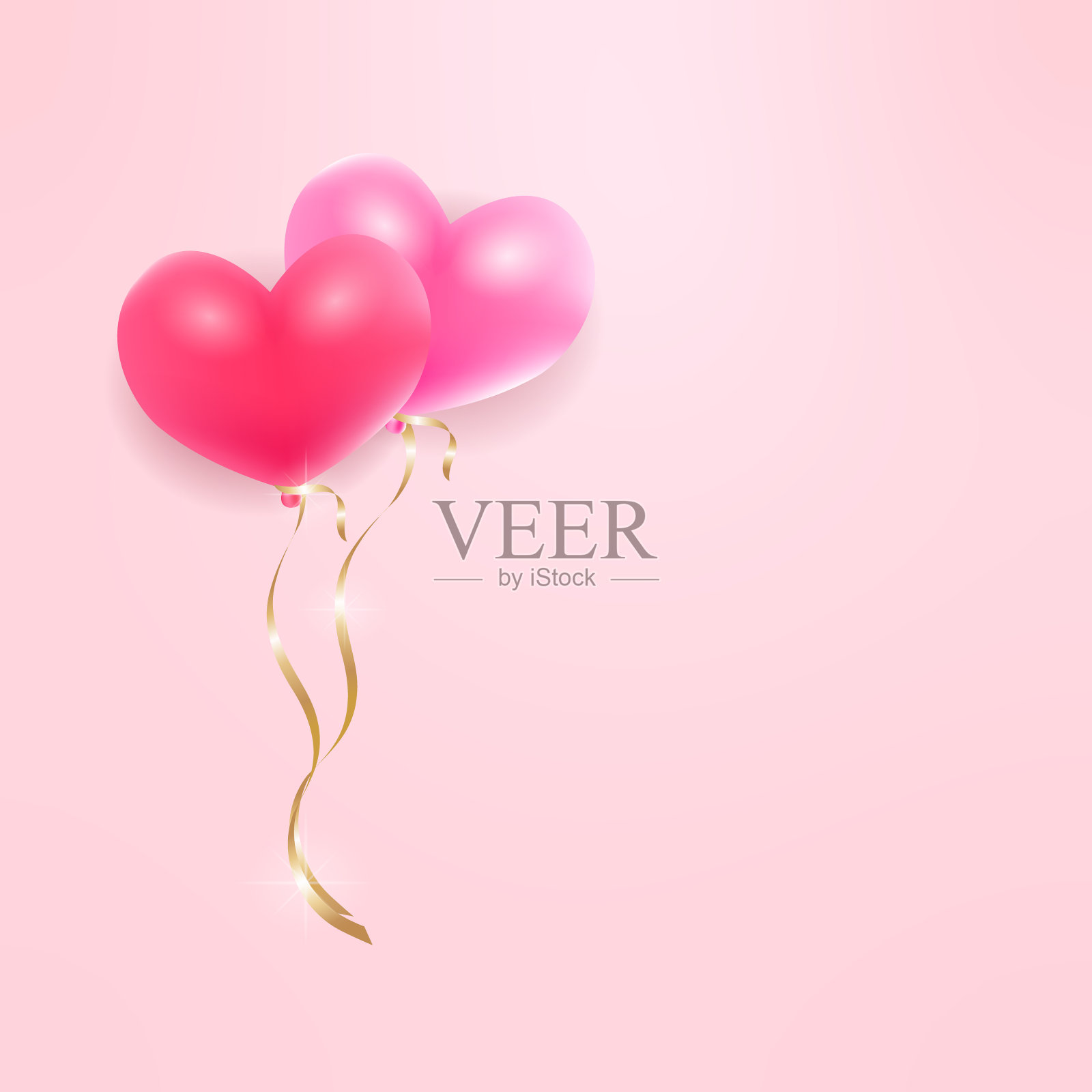 情人节插图心形粉红色的背景插画图片素材