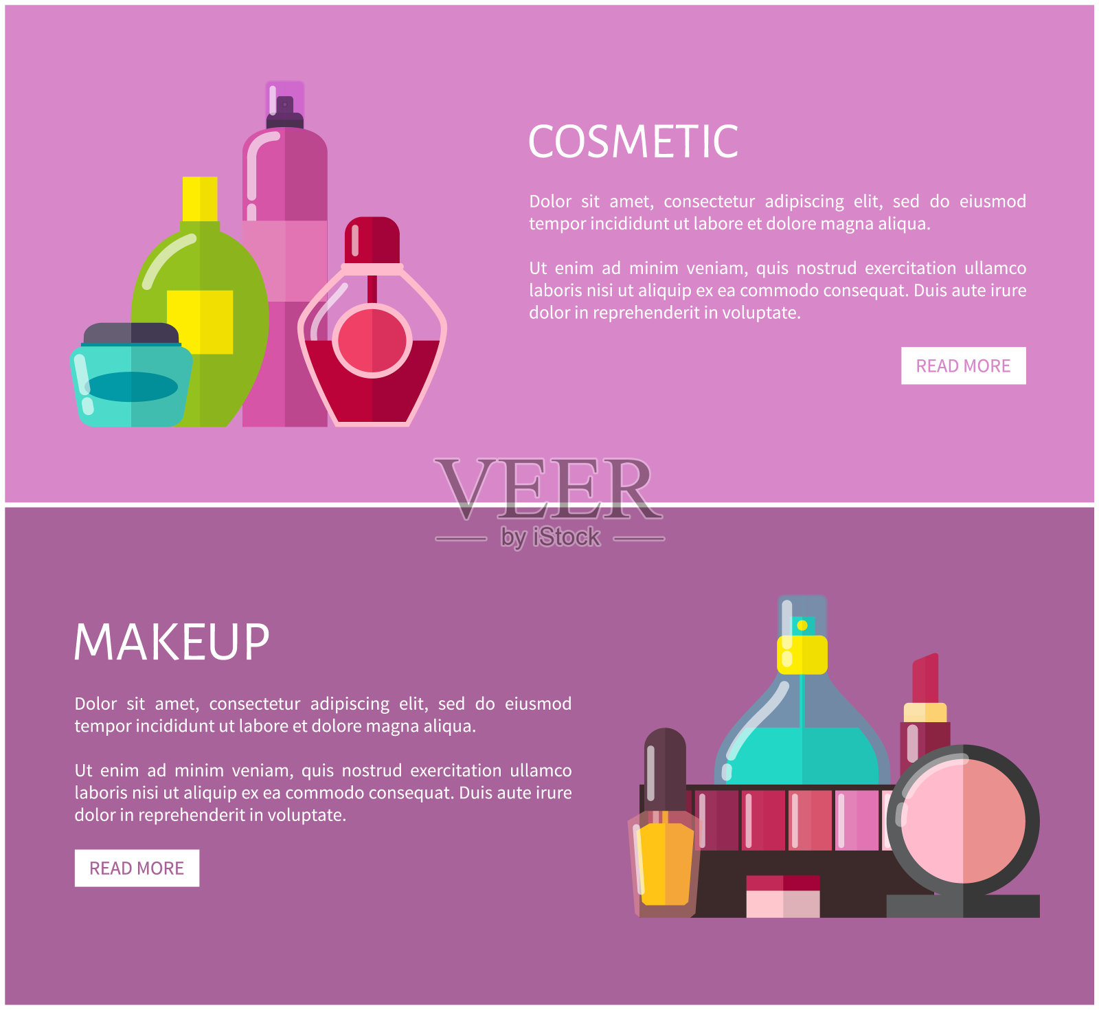 化妆品和化妆Web设置矢量插图插画图片素材