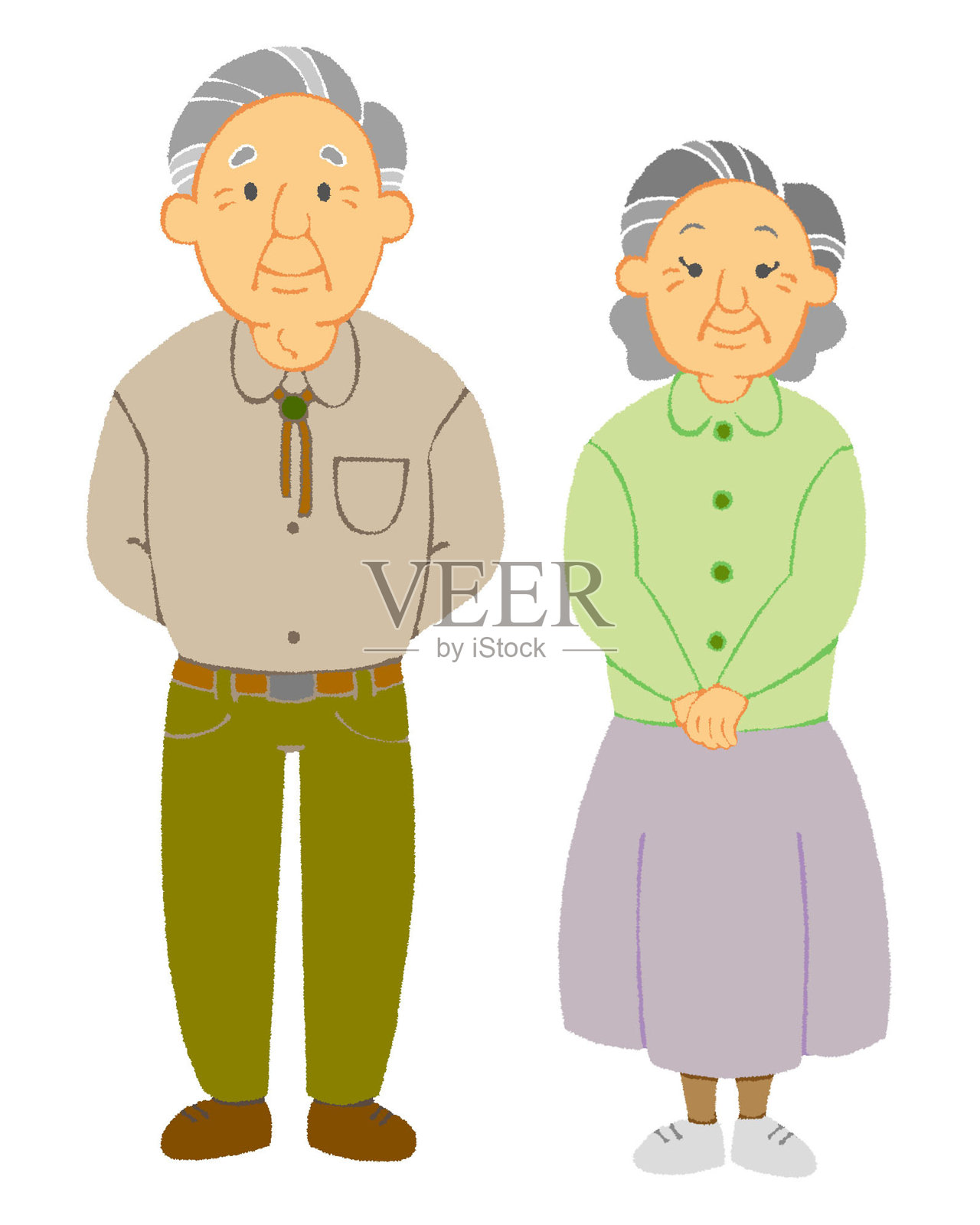 一对老夫妇的插图设计元素图片