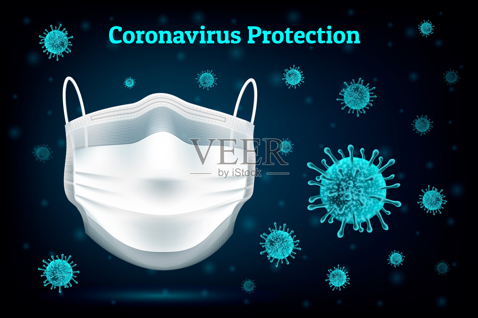 冠状病毒防护面具插画图片素材