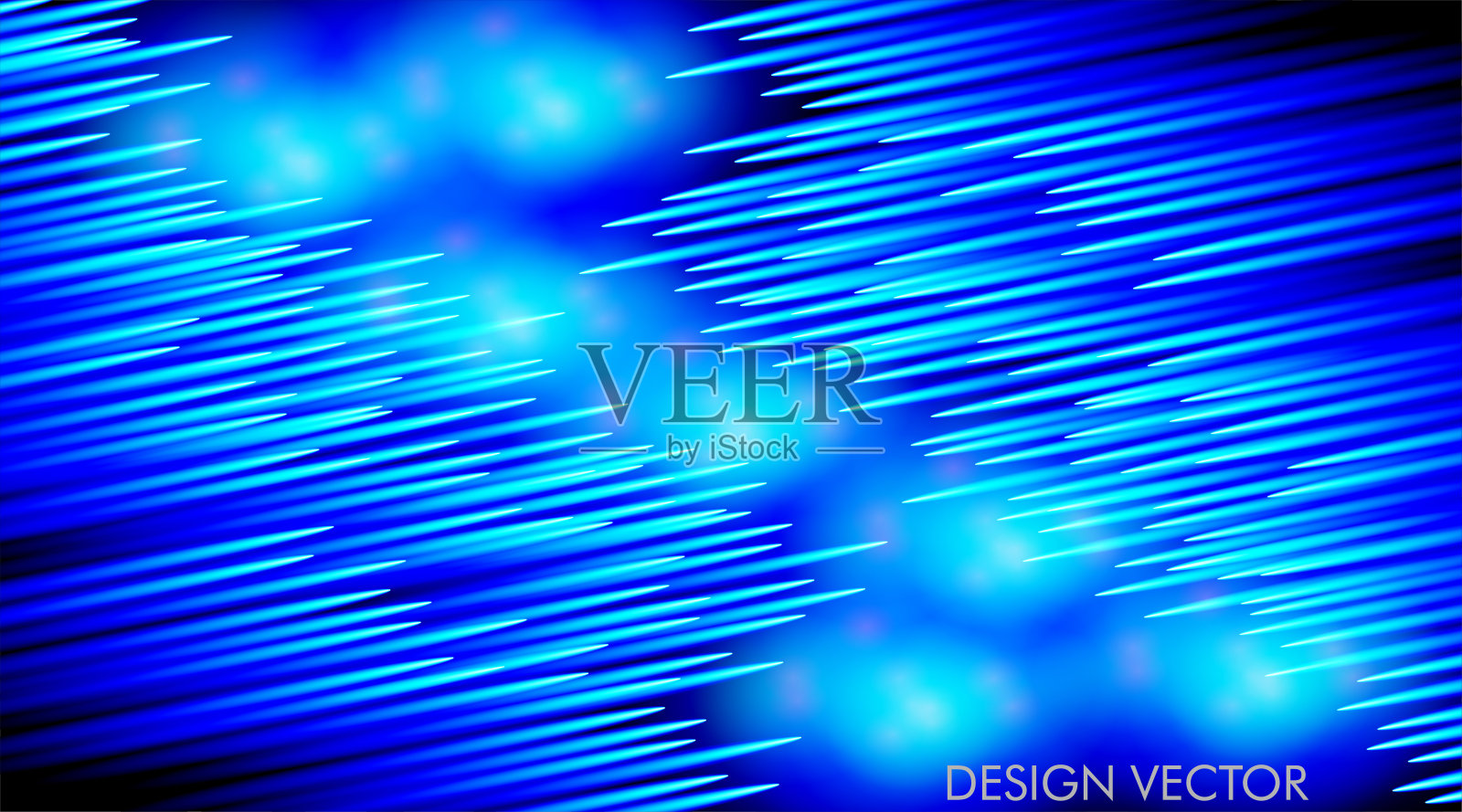 抽象的蓝色光线矢量背景，发光和散焦技术矢量背景插画图片素材
