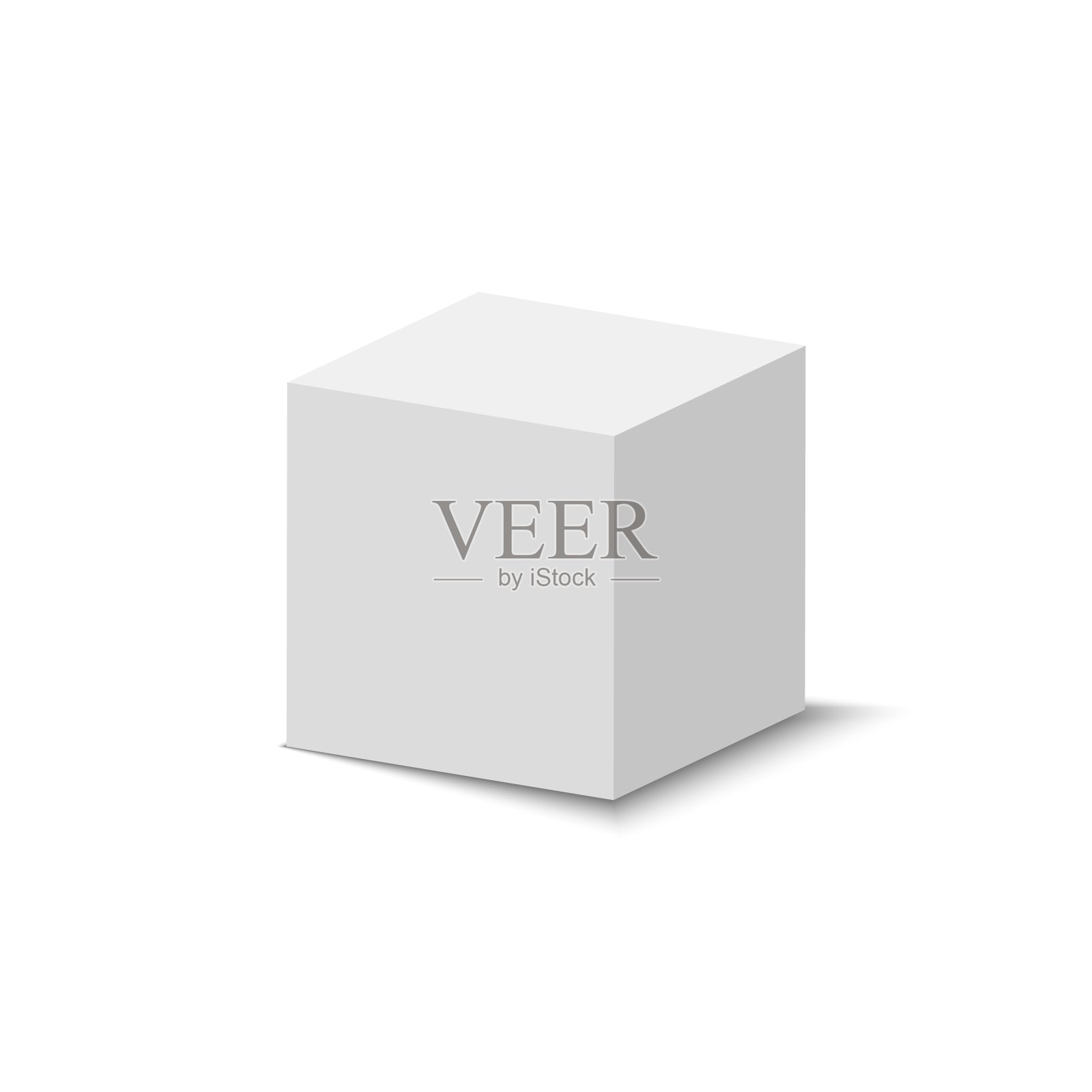 白色立方体。带有阴影的3D抽象盒子。几何纸正方形空包。礼品盒或鞋盒设计元素图片