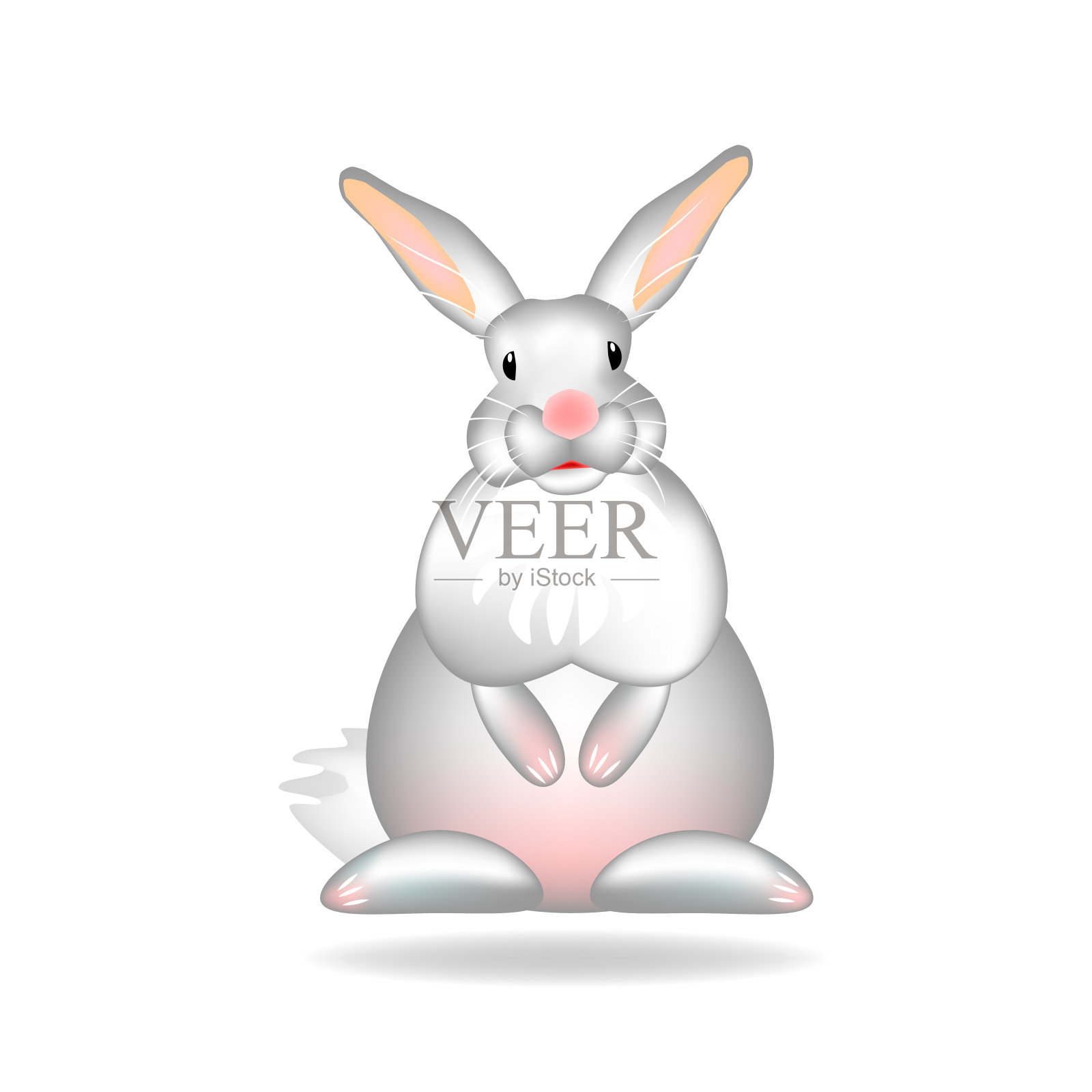 可爱的灰白色卡通兔子在白色的背景。孤立。矢量插图。设计元素图片