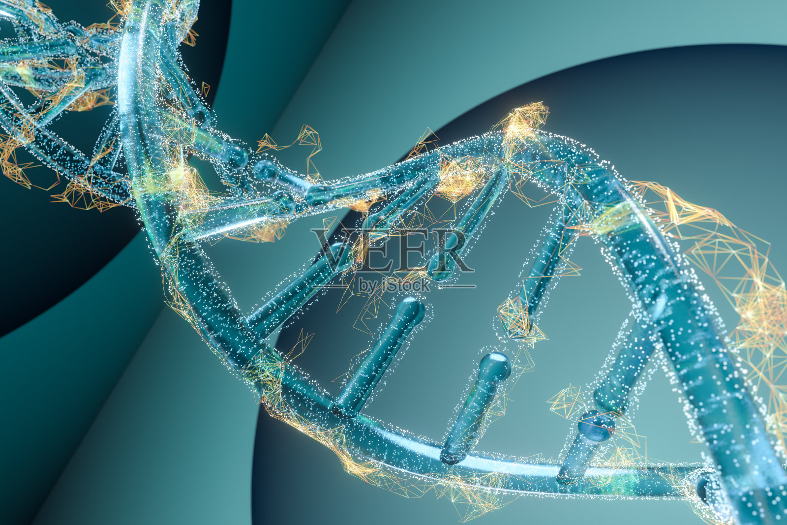 DNA和染色体，基因和遗传，3d渲染。照片摄影图片