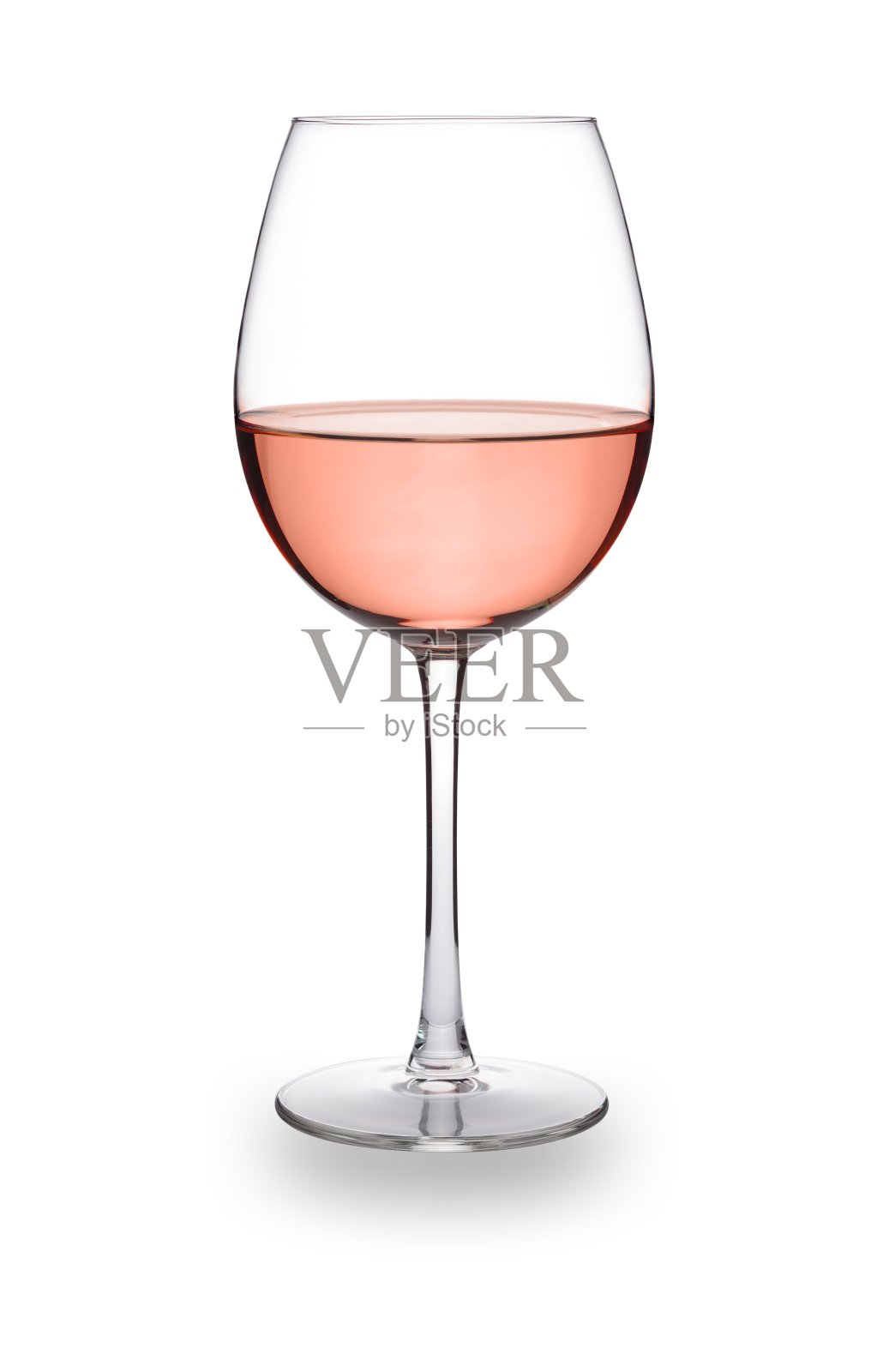 单杯优雅的玫瑰葡萄酒，碗式酒杯，孤立的白照片摄影图片