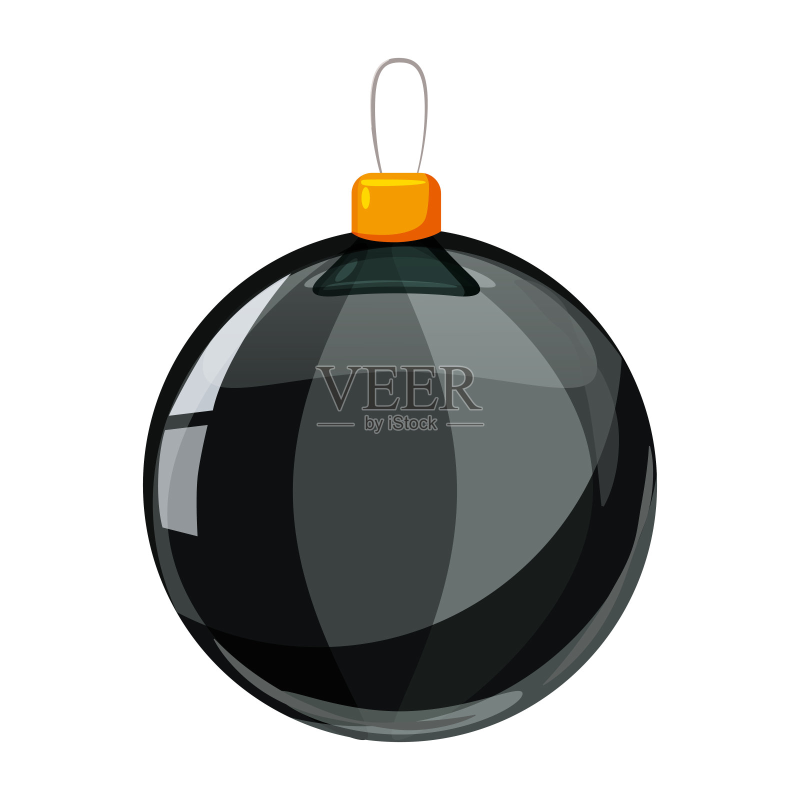 彩色圣诞黑球孤立在白色的背景。矢量插图。卡通风格设计元素图片