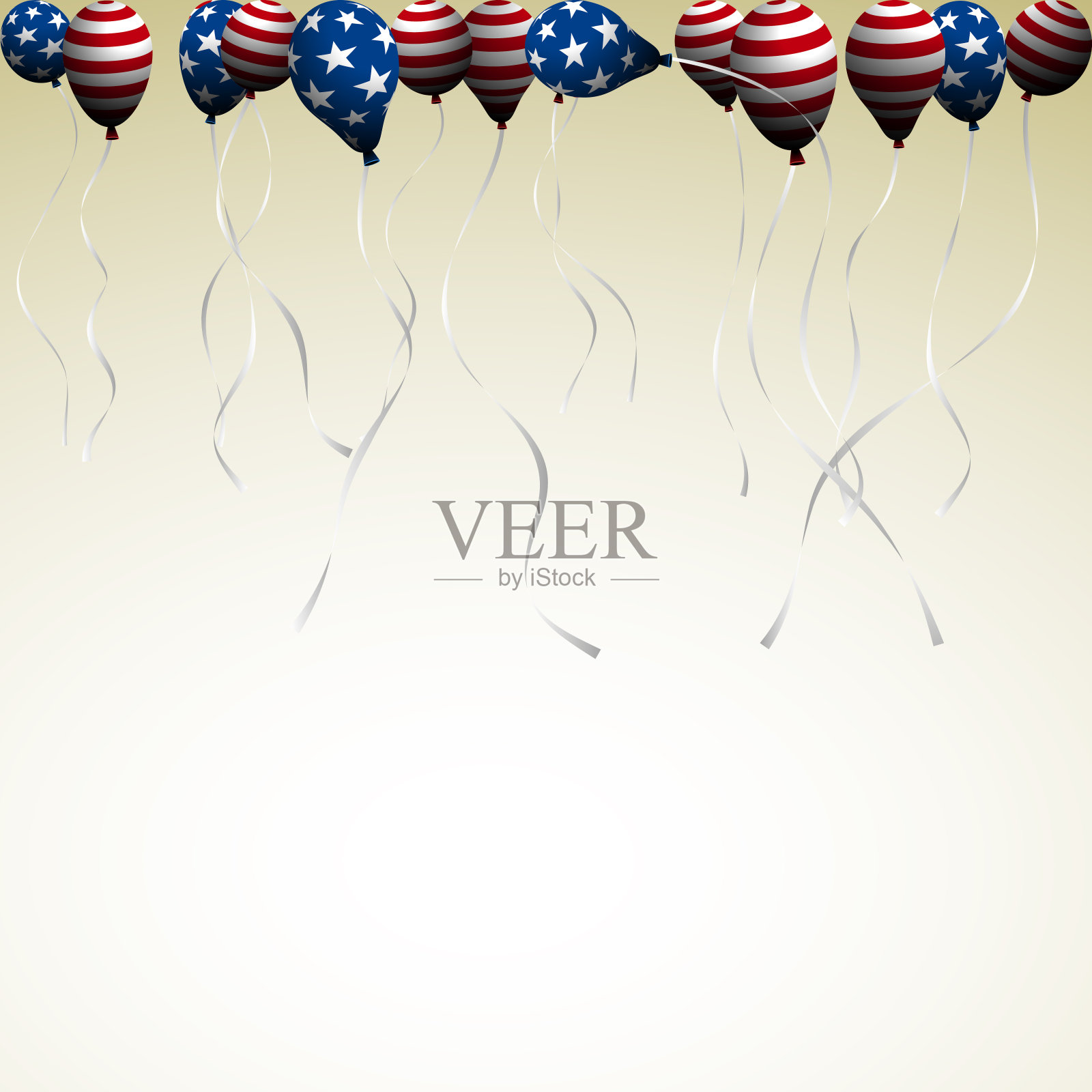 美国独立日。背景以气球的形式的美国国旗。插画图片素材