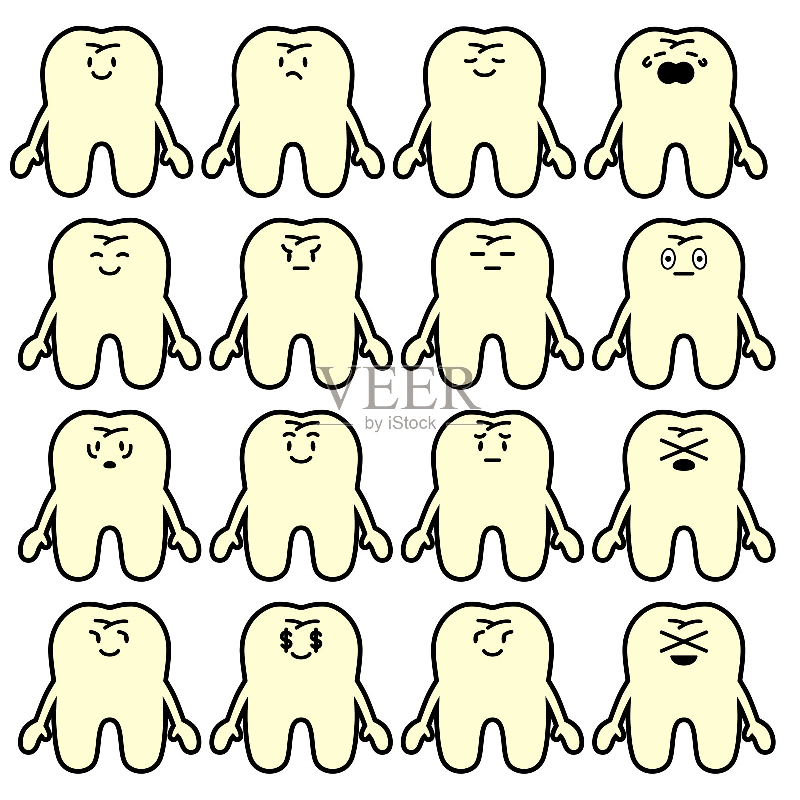 牙齿有各种面部表情插画图片素材