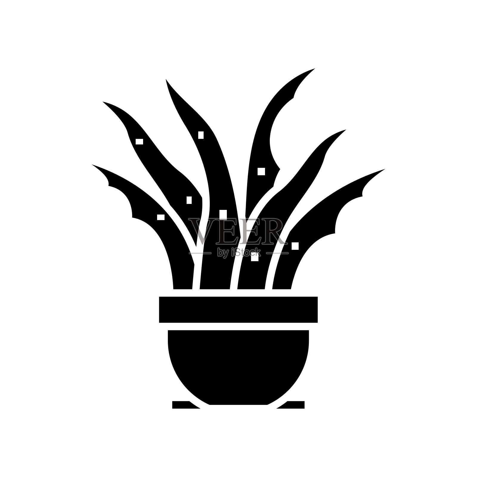 芦荟花黑色图标，概念插图，矢量平面符号，象形符号图标素材