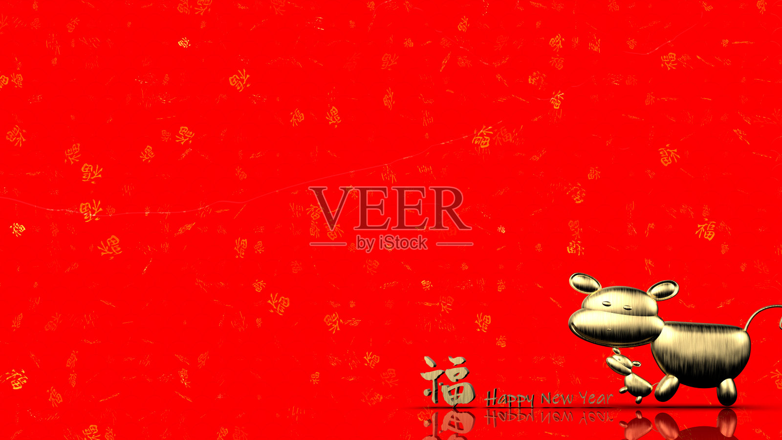 3d渲染的快乐的中国新年与中国字快乐新年和春天春联照片摄影图片