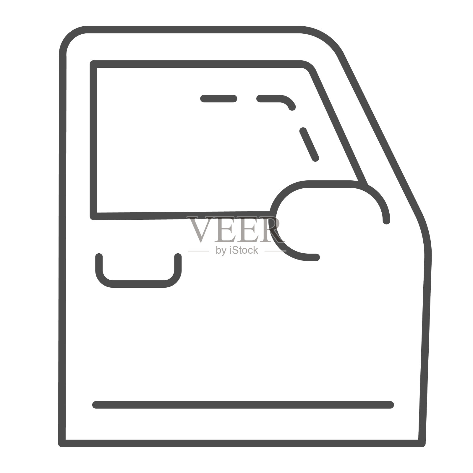 车门细线图标。汽车门矢量插图孤立在白色。汽车零件轮廓样式设计，为网页和应用设计。Eps 10。图标素材