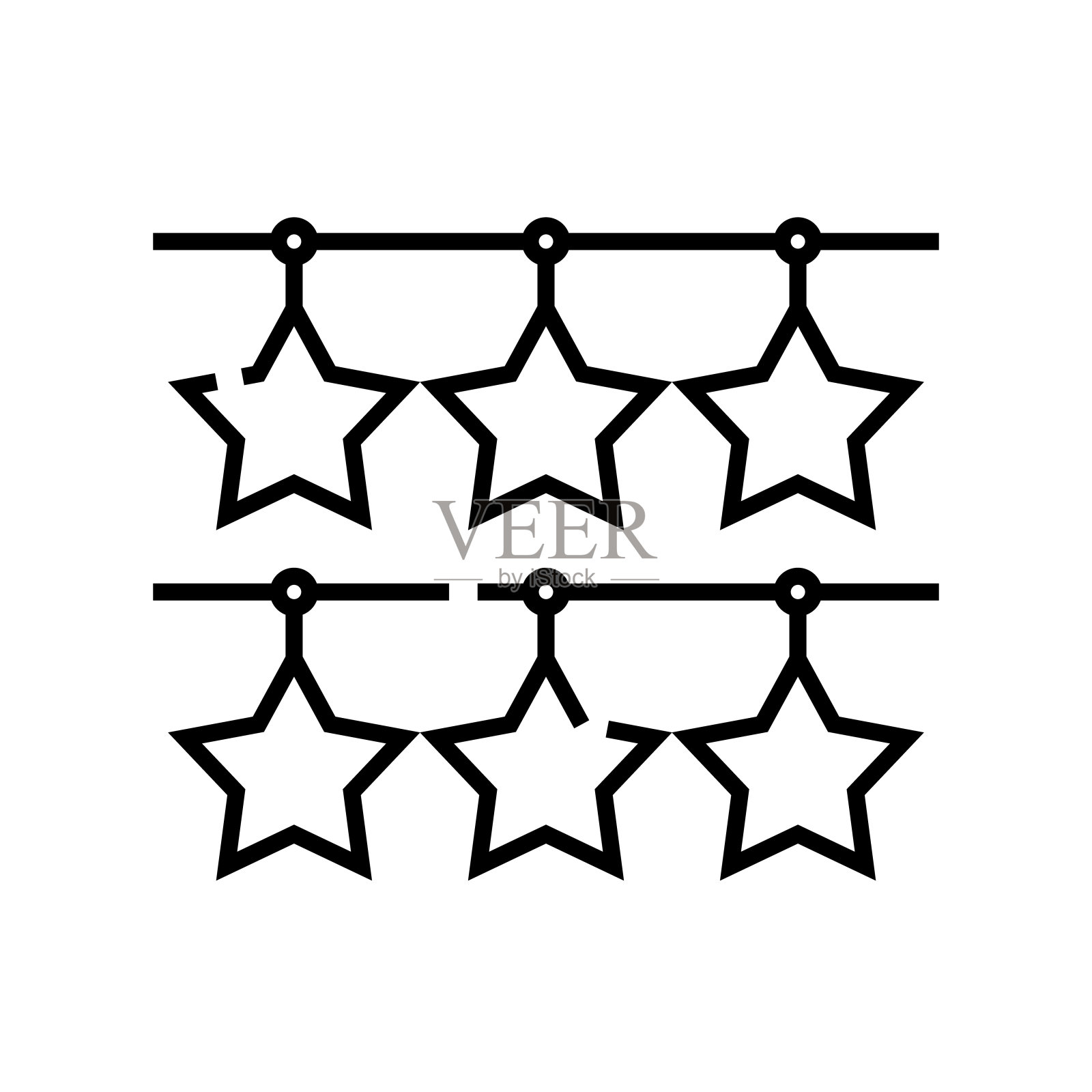星星花环线图标，概念符号，轮廓矢量插图，线性符号图标素材