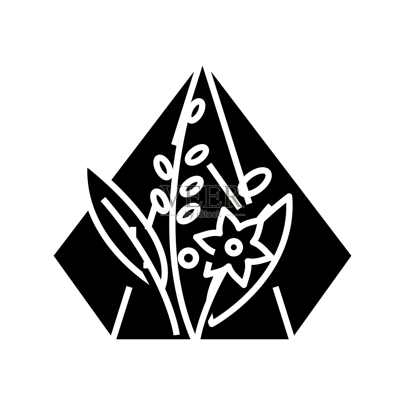 配套植物黑色图标、概念插图、矢量平面符号、象形符号图标素材
