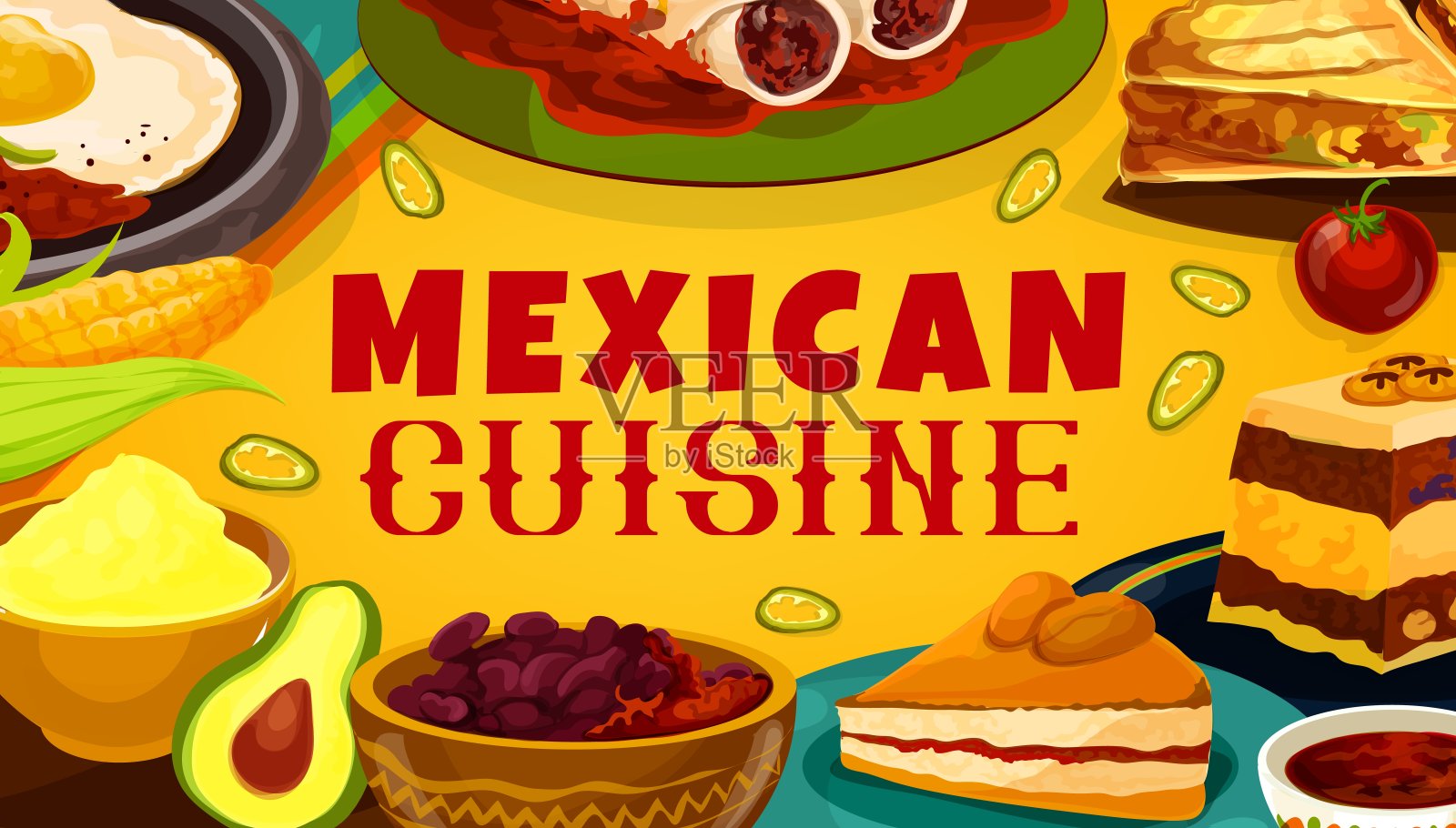传统墨西哥菜，墨西哥菜菜单设计模板素材